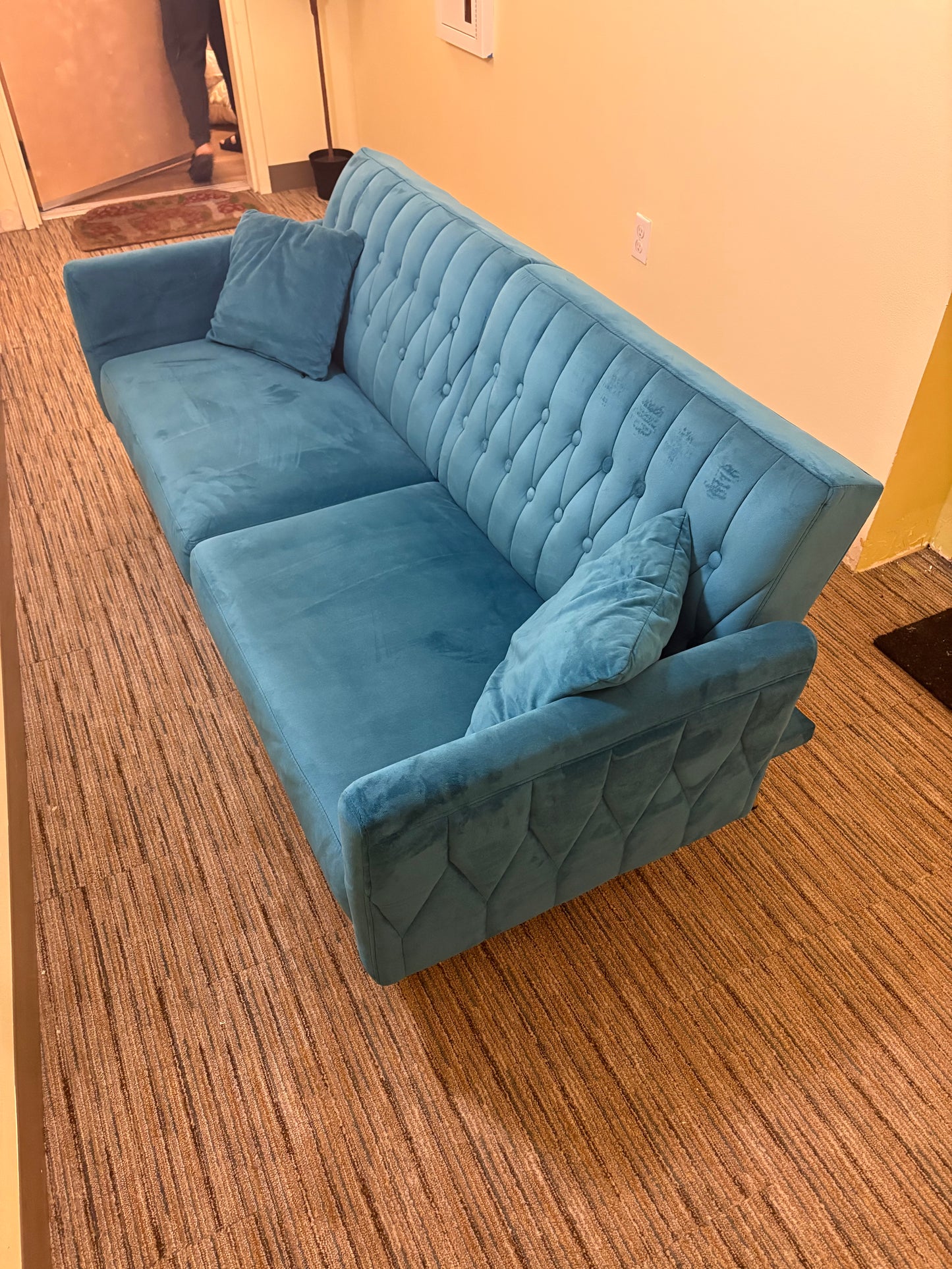 Teal Tufted Velvet Sofa