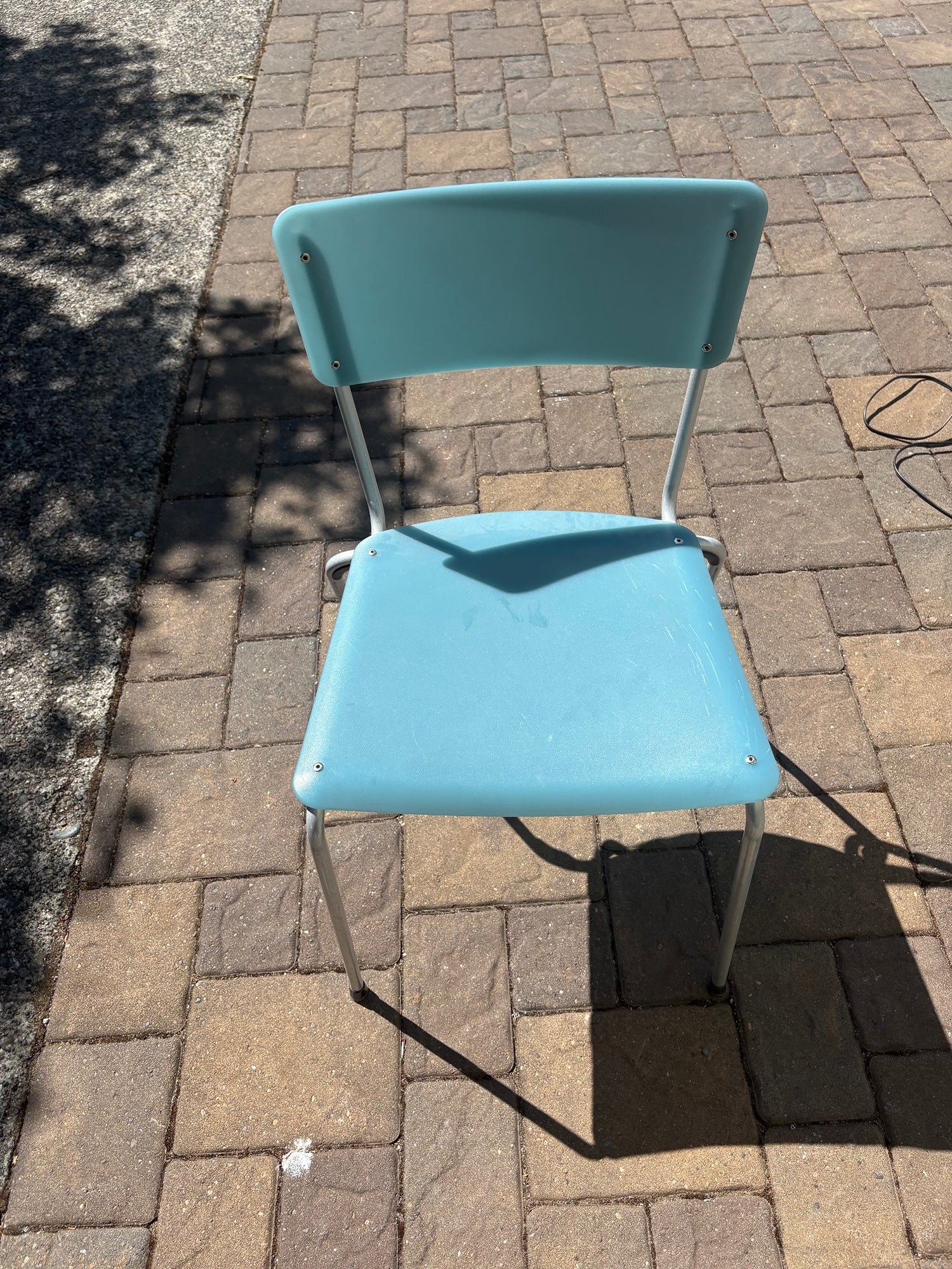 Pastel Blue Plastic Folding Chair