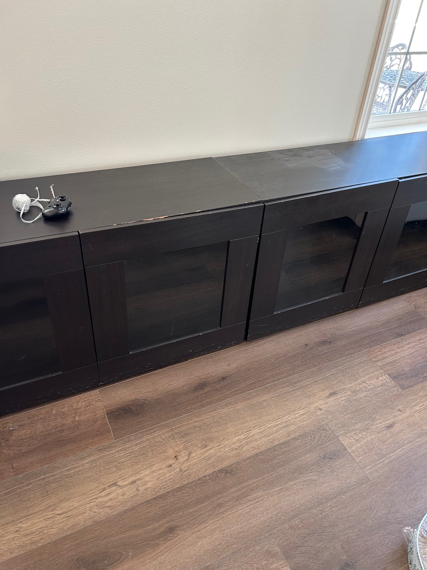 IKEA BESTÅ Double Door Cabinet – Dark Brown with Glass Doors - 3 Units Available