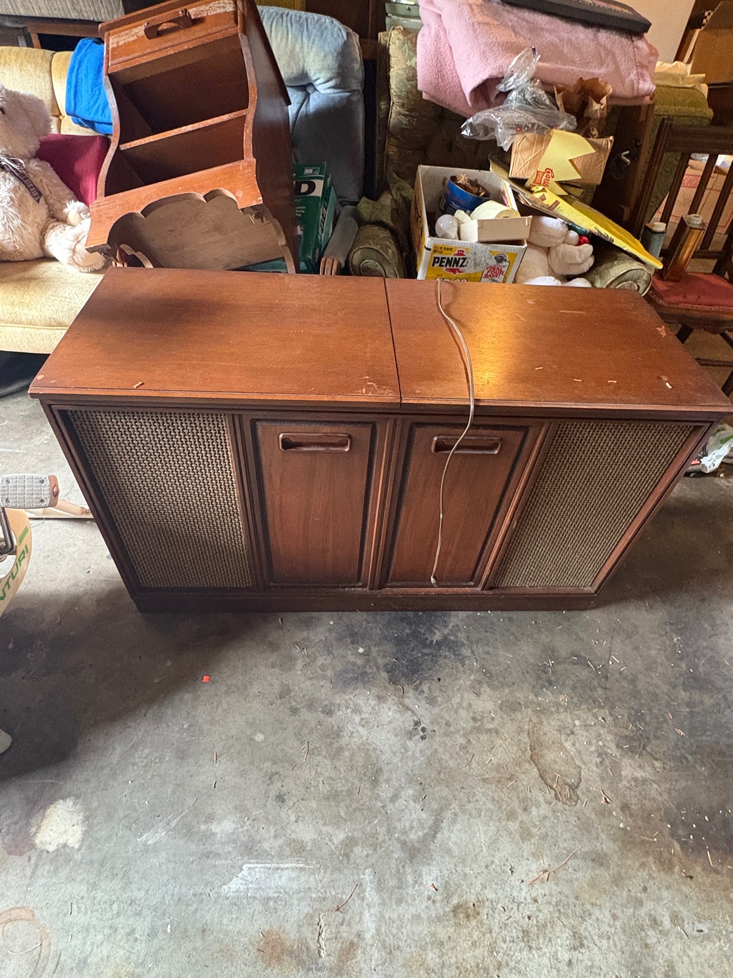 Mid-Century Modern Hardwood Stereo Console