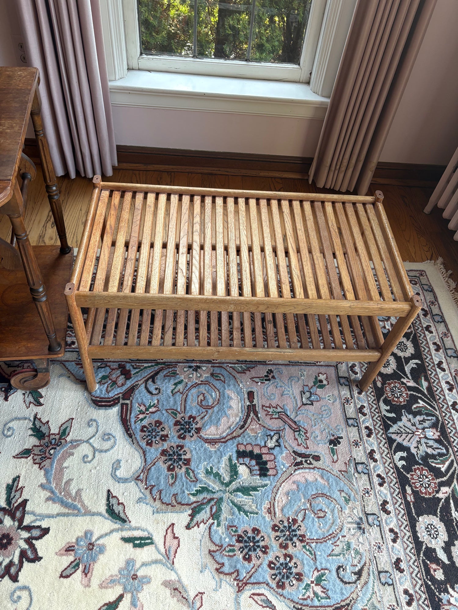 Rustic Two-Tiered Wooden Shoe Rack
