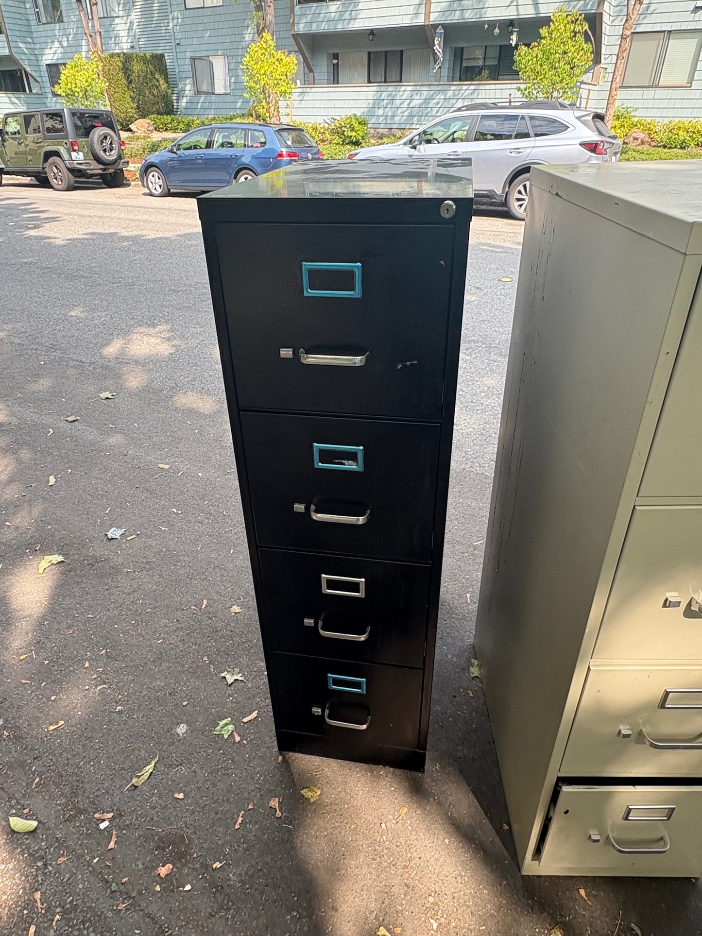 Four-Drawer Black Metal Filing Cabinet