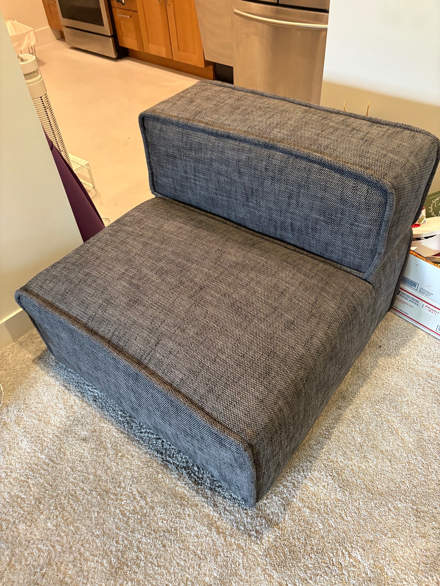 Modern Grey Fabric Modular Cube Seat