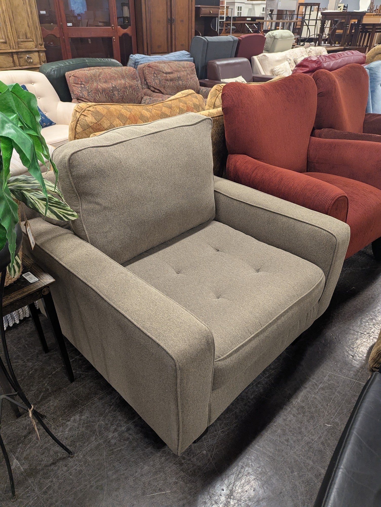 Modern Taupe Fabric Armchair