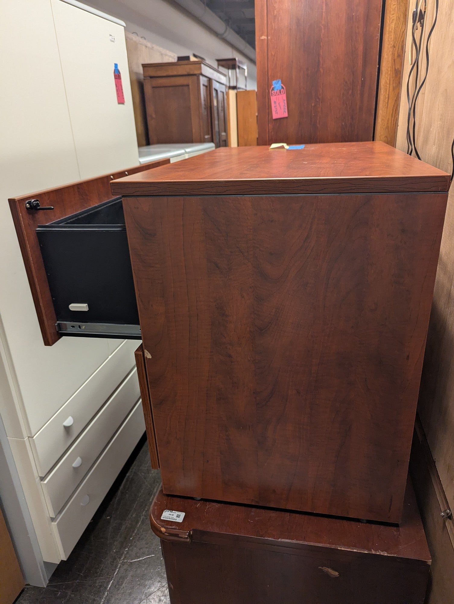 Rich Cherry Wood Lateral File Cabinet