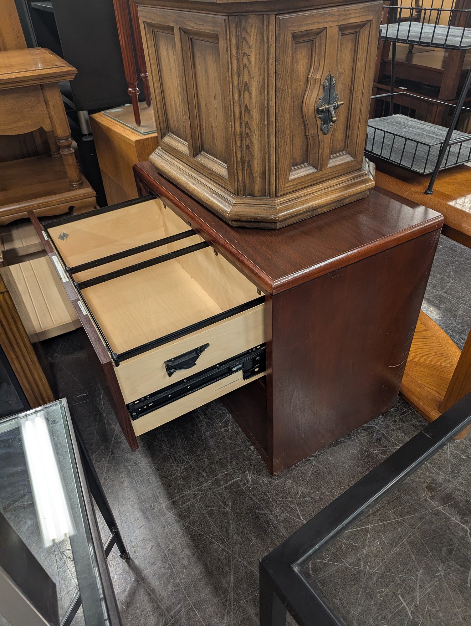 Rich Mahogany Two-Drawer Lateral File Cabinet