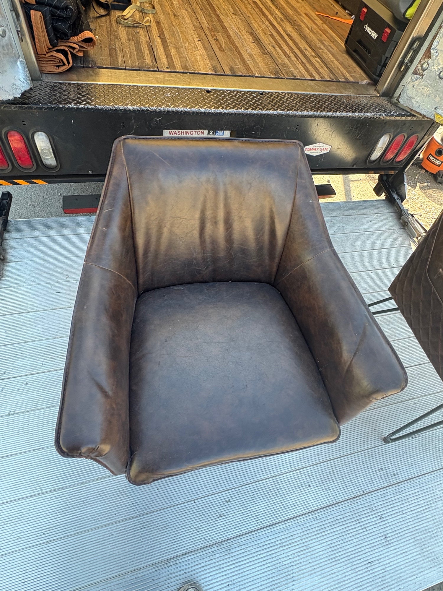 Rustic Brown Leather Accent Chair
