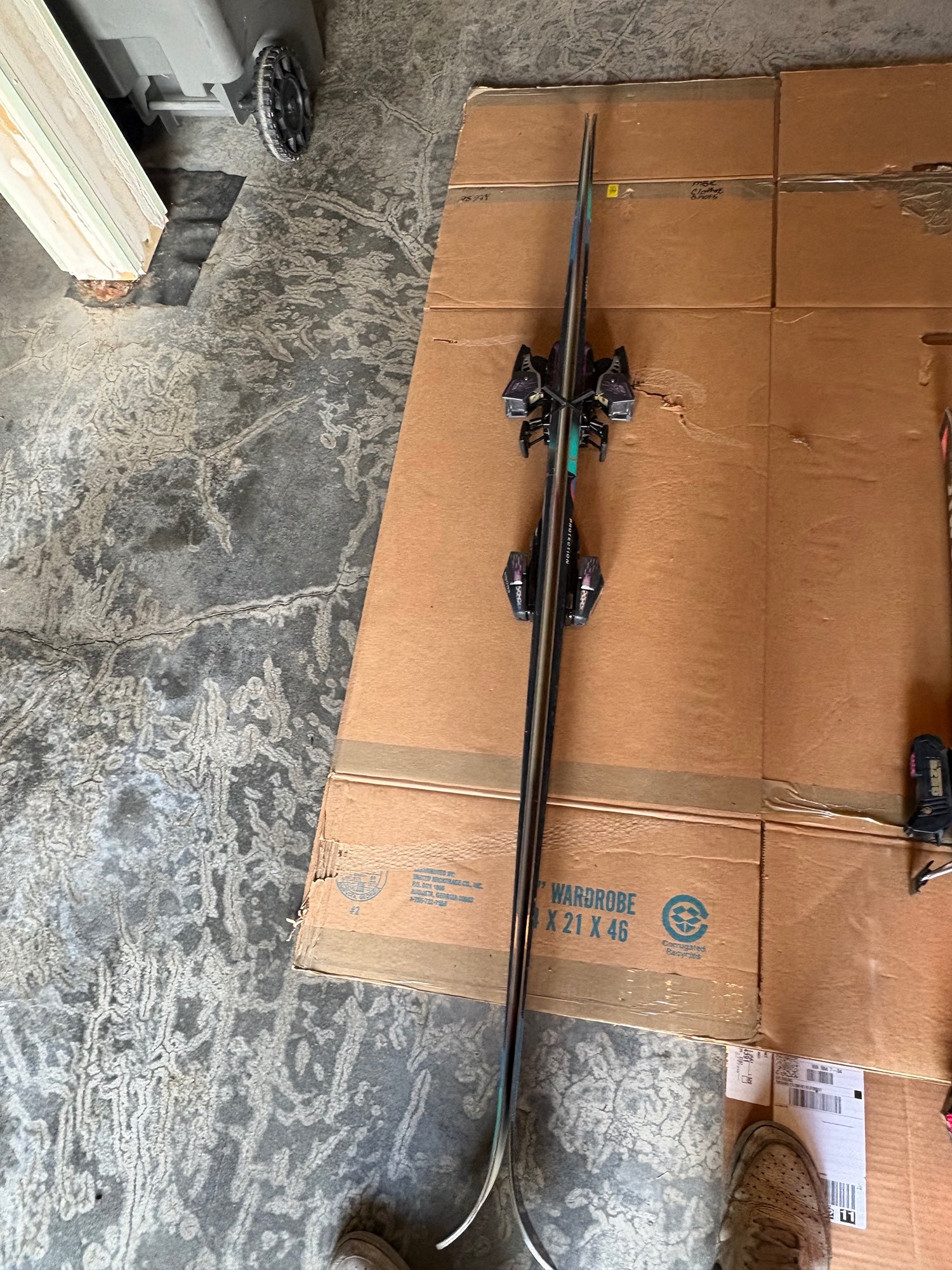 PROTESTION Skis with Bindings - Black Teal Purple Design