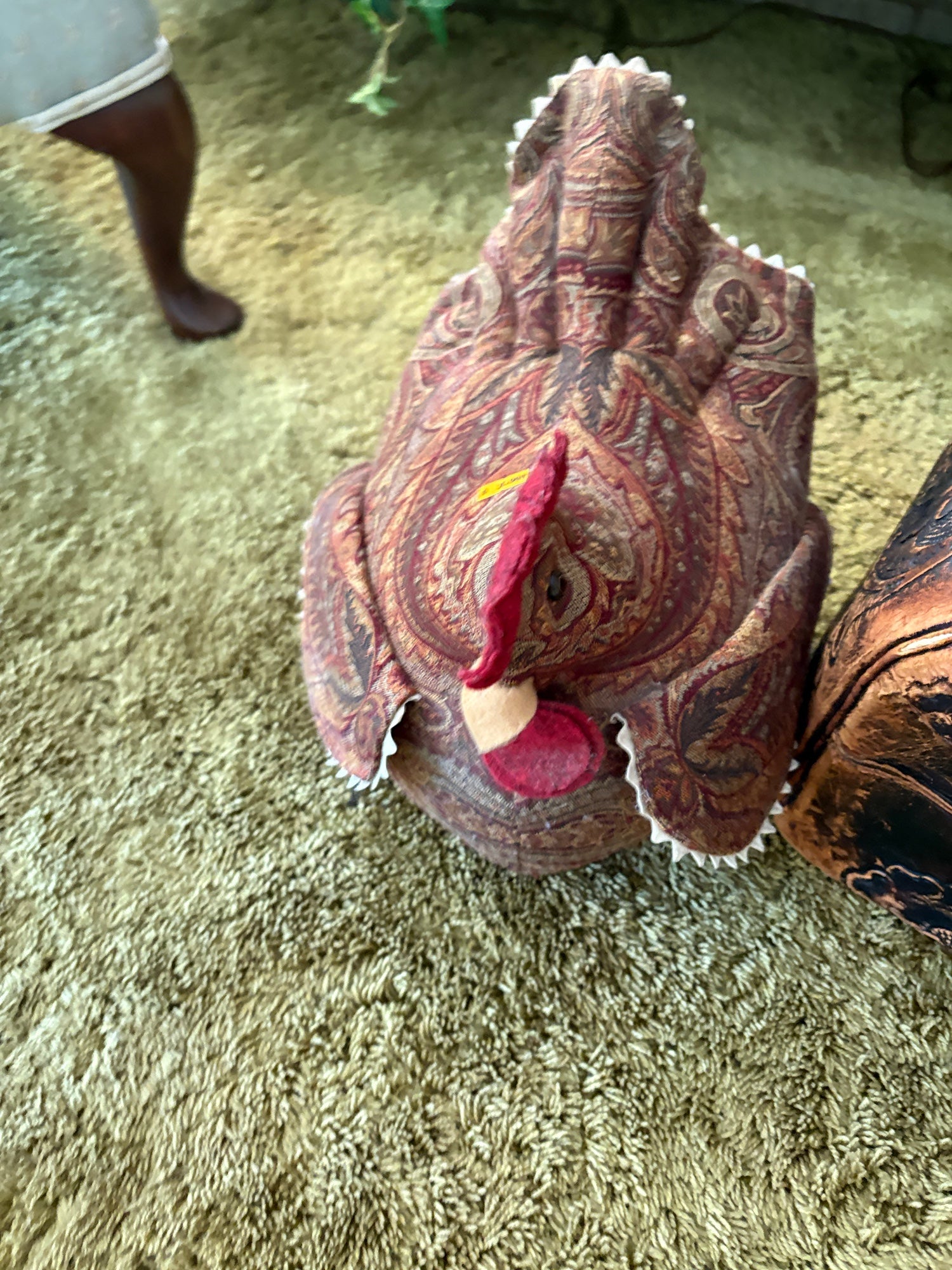 Festive Fabric Turkey Decor, Paisley Patterned Plush Bird