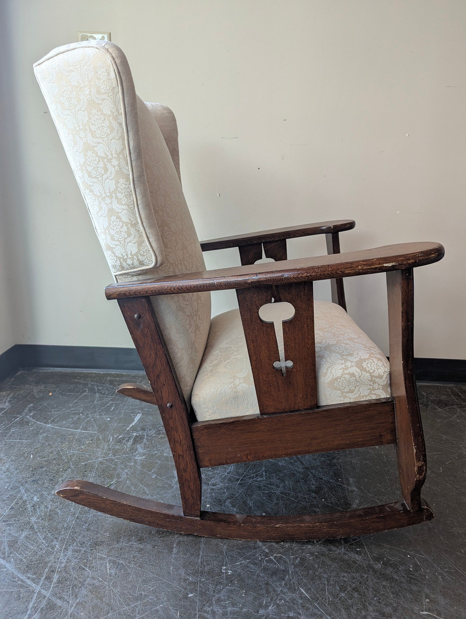 Vintage Arts & Crafts Carved Wood Rocking Chair