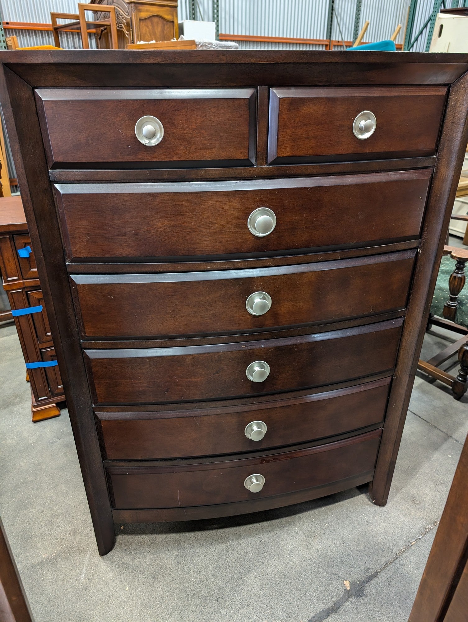 Rich Brown Seven-Drawer Tall Chest