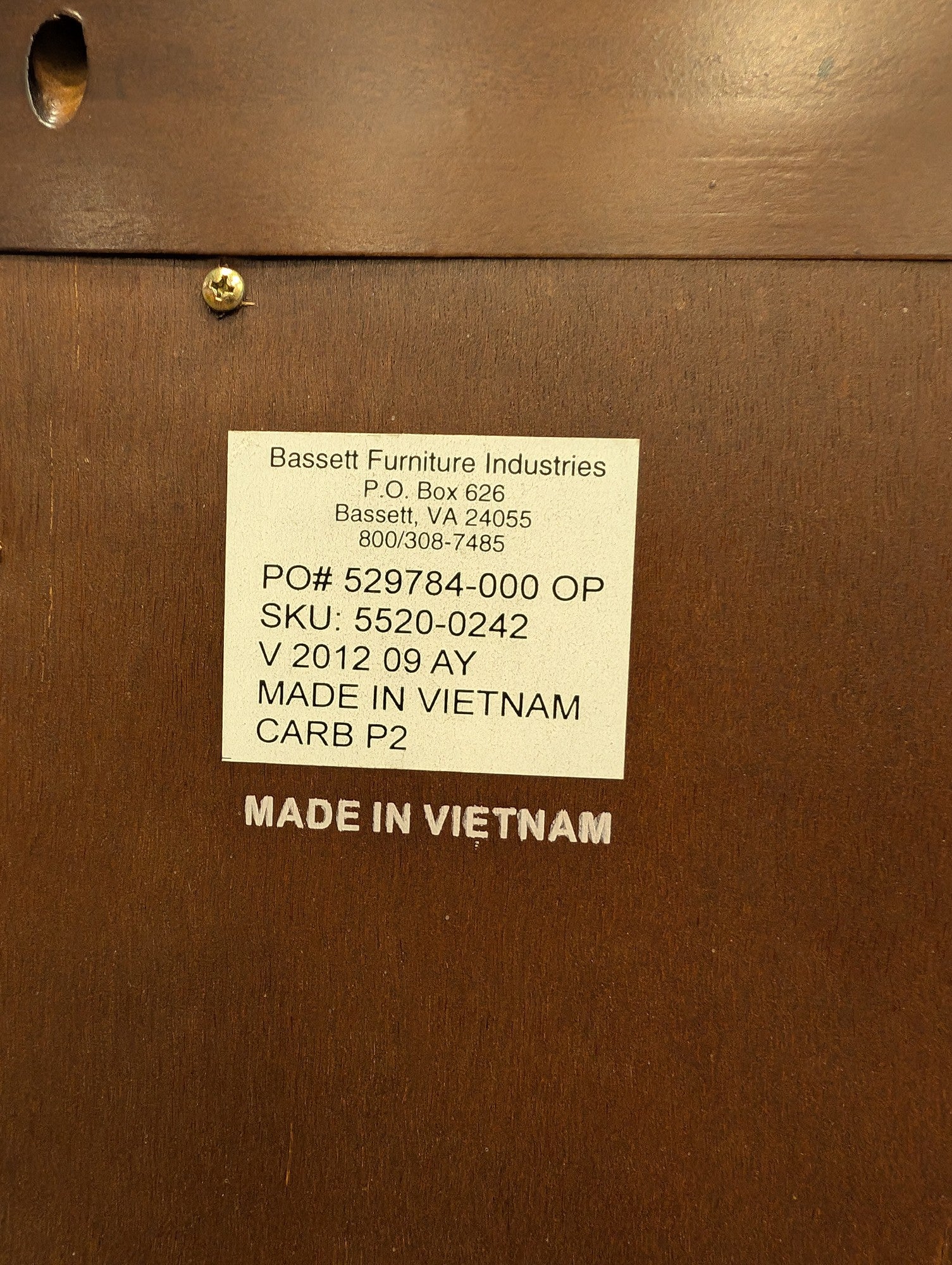 Bassett Richly Stained Wood Dresser with Matching Mirror