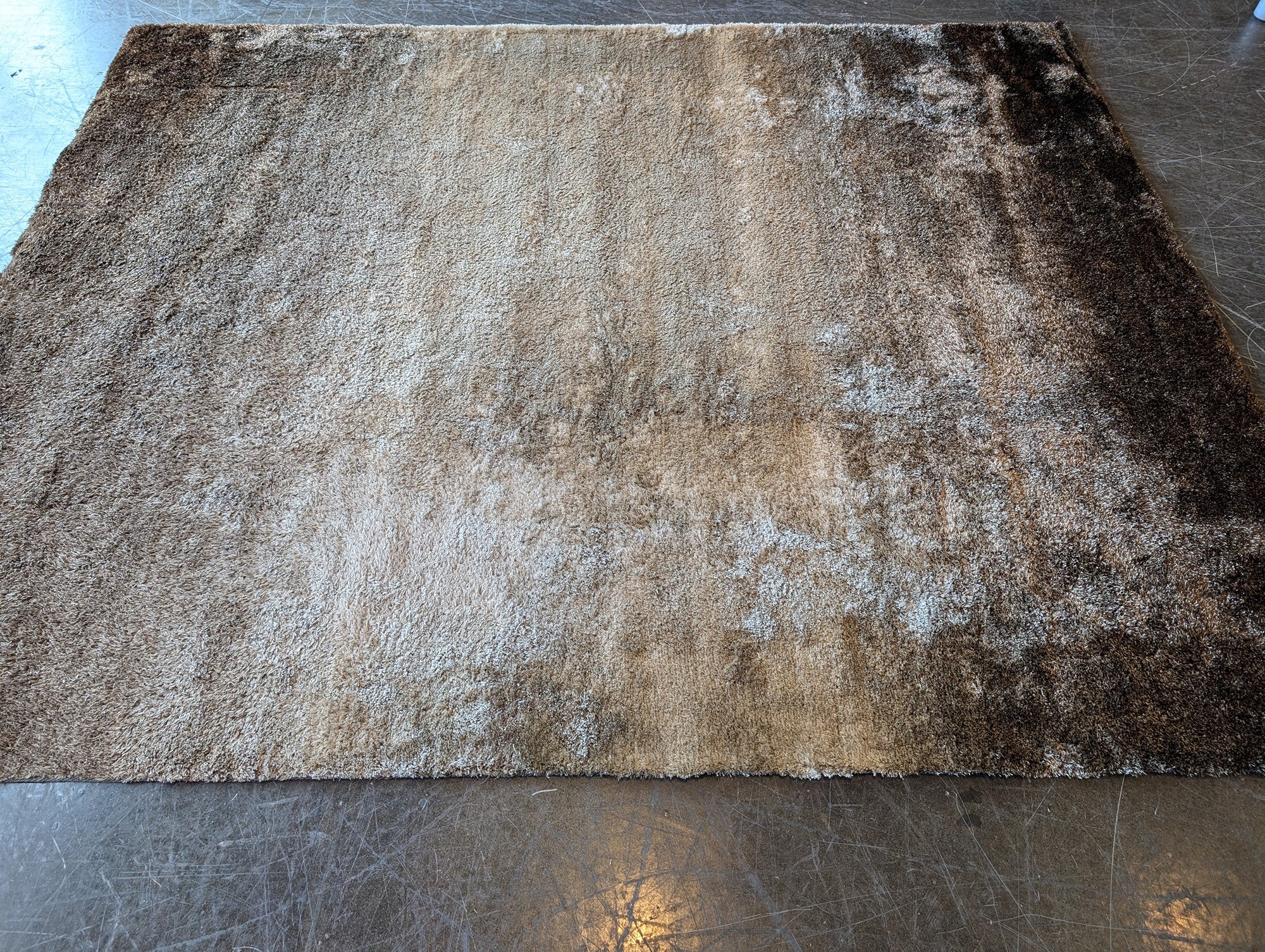 Plush Ombre Shaggy Area Rug - Brown Beige Gradient