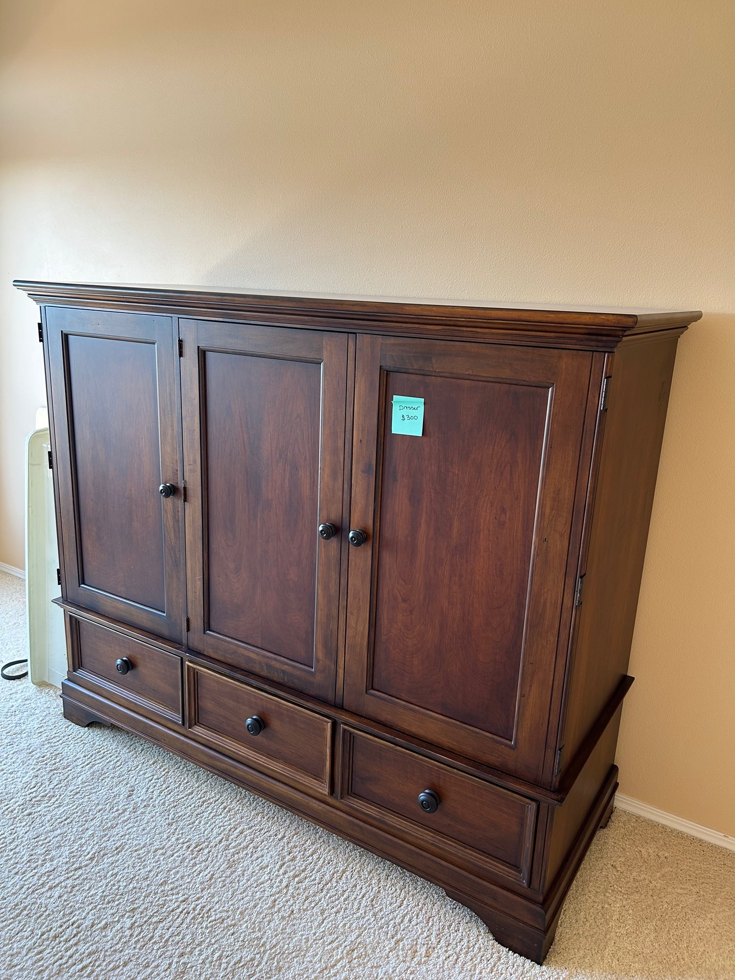 Traditional Dark Wood Storage Armoire with Drawers