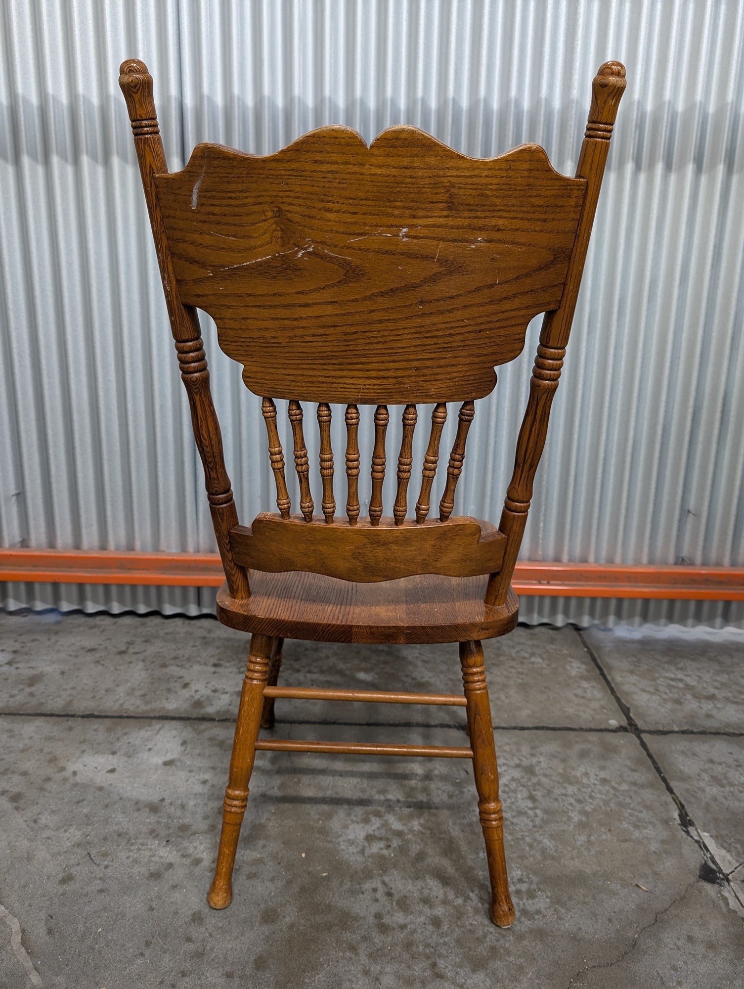 Vintage Oak Pressed Back Dining Side Chair