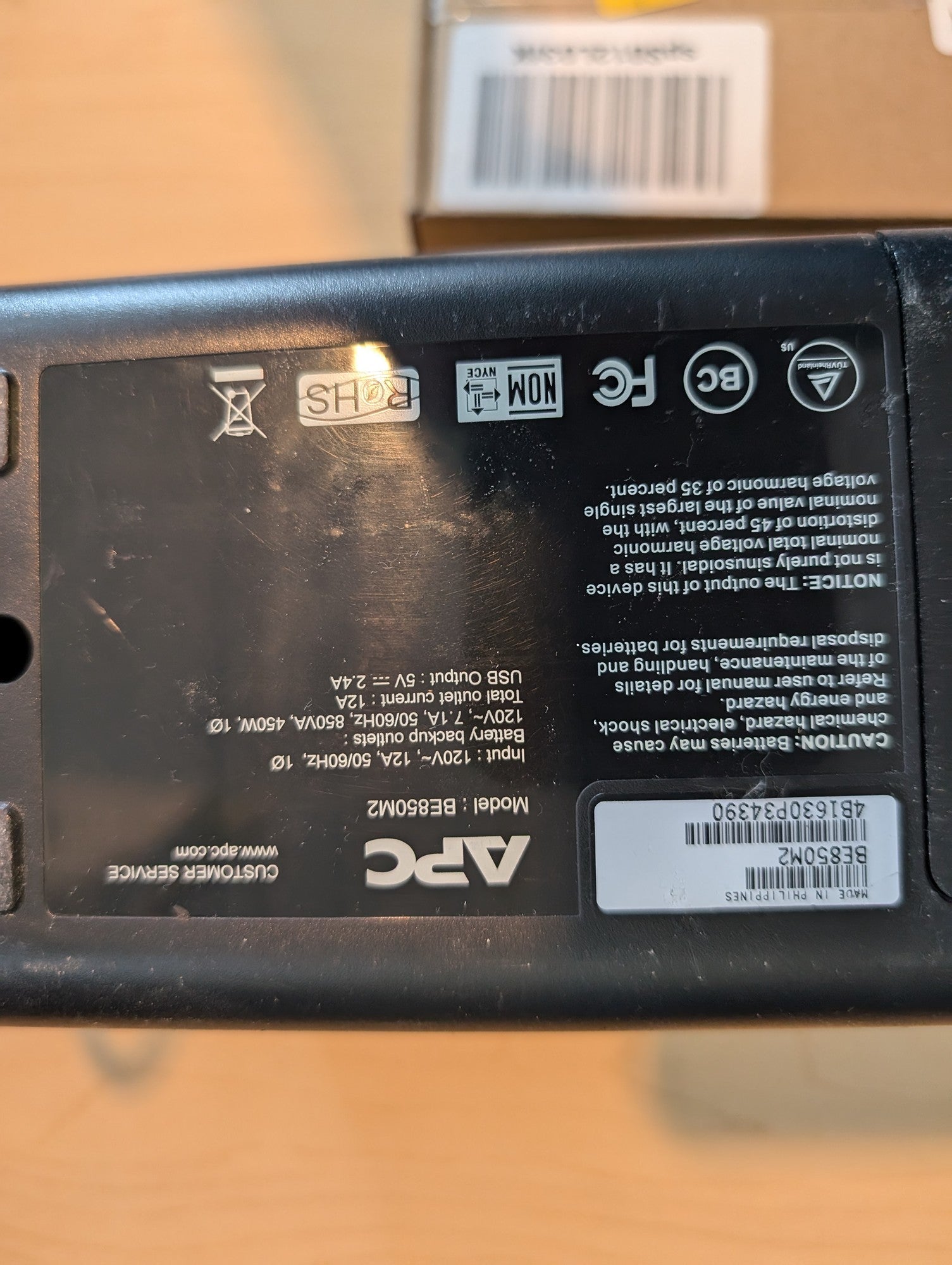 APC Back-UPS 850 BE850M2 Battery Backup Surge Protector