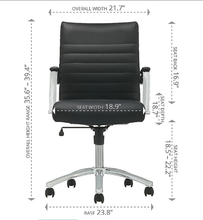 Warehouse sale--LANDSUN Black Ribbed Mid-Back Office Chair