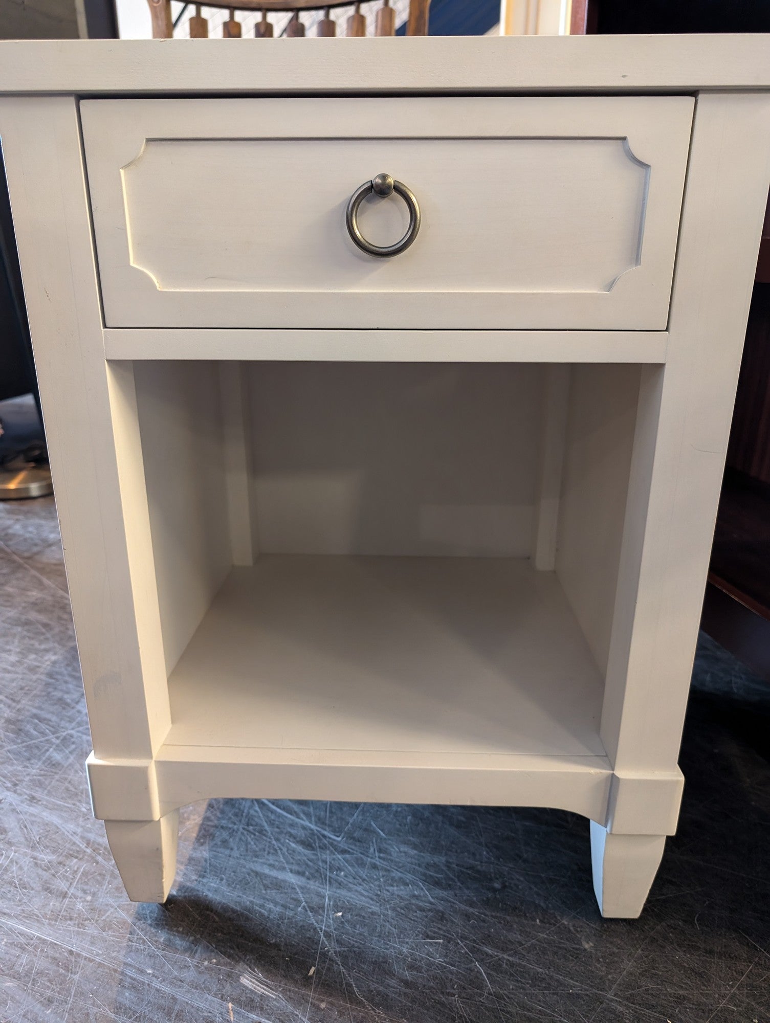 Restoration Hardware Baby & Child White Bedside Table with Drawer and Open Storage