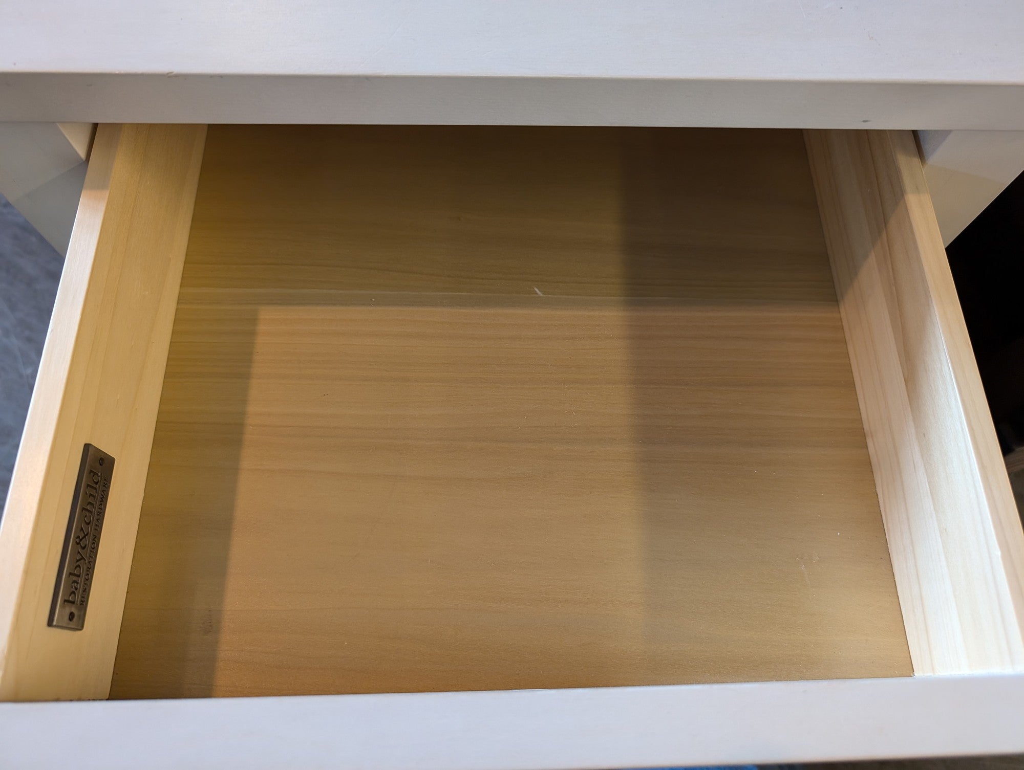 Restoration Hardware Baby & Child White Bedside Table with Drawer and Open Storage