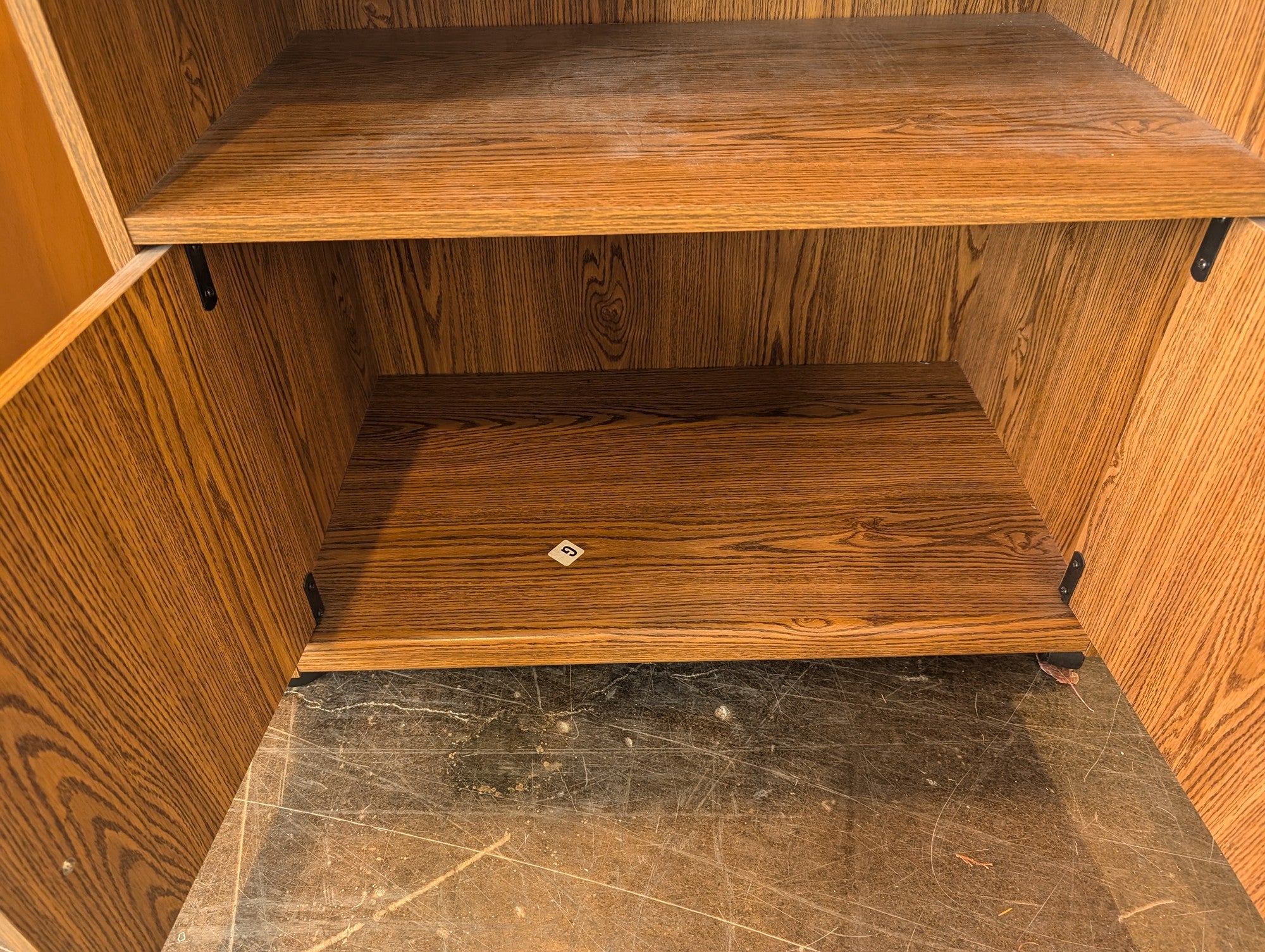 Compact Wood Grain Storage Cabinet with Shelves