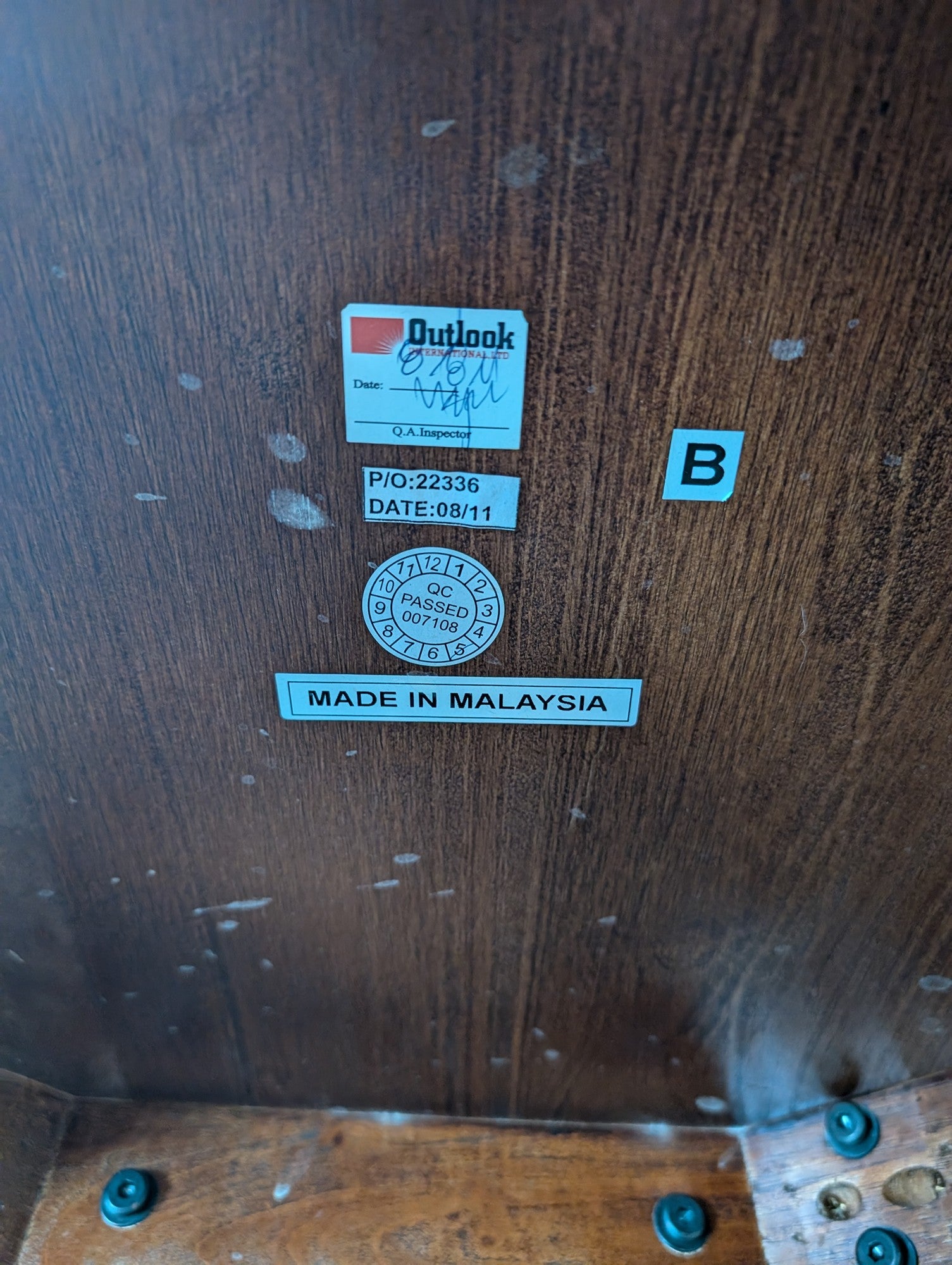 Set of 3 Outlook Sturdy Dark Brown Wooden Dining Chair with Slatted Back