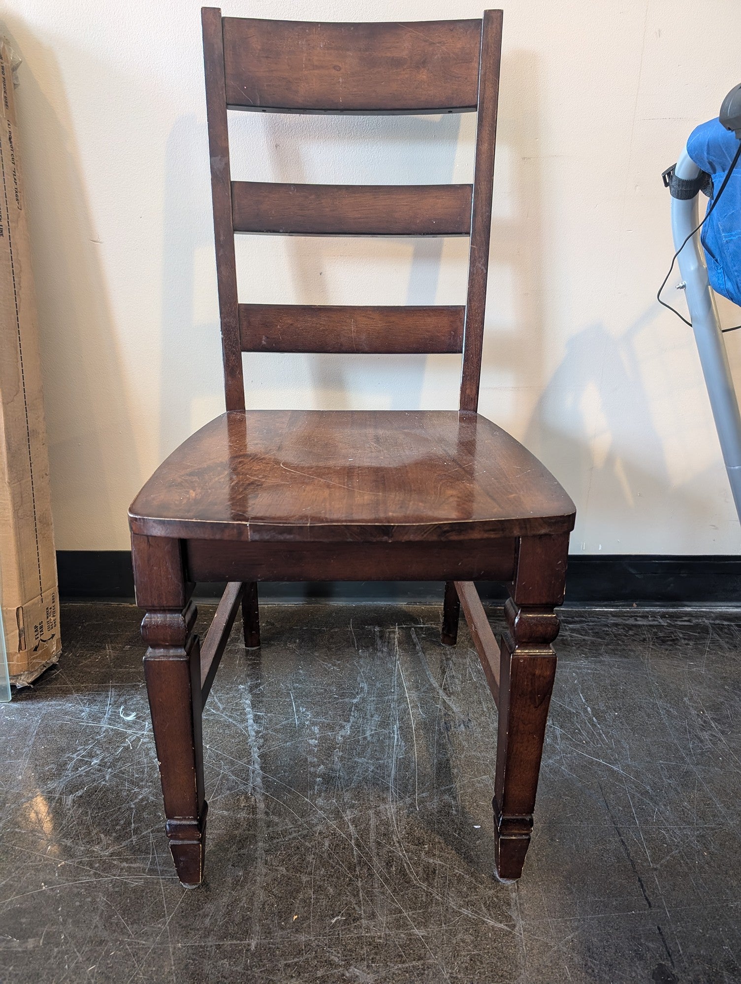 Set of 3 Outlook Sturdy Dark Brown Wooden Dining Chair with Slatted Back