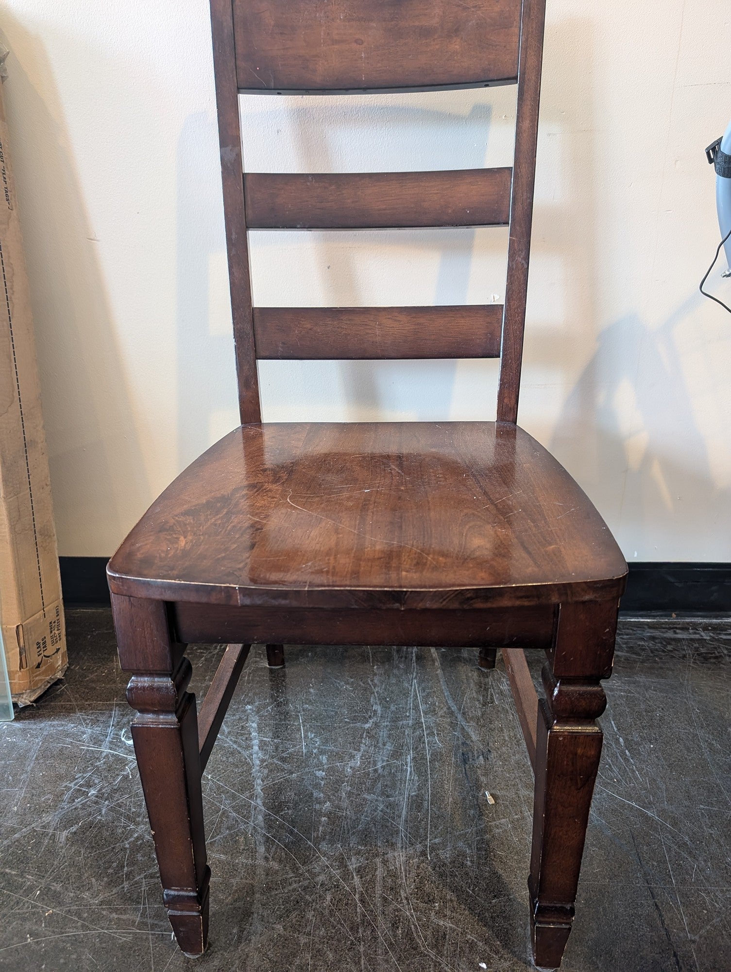 Set of 3 Outlook Sturdy Dark Brown Wooden Dining Chair with Slatted Back