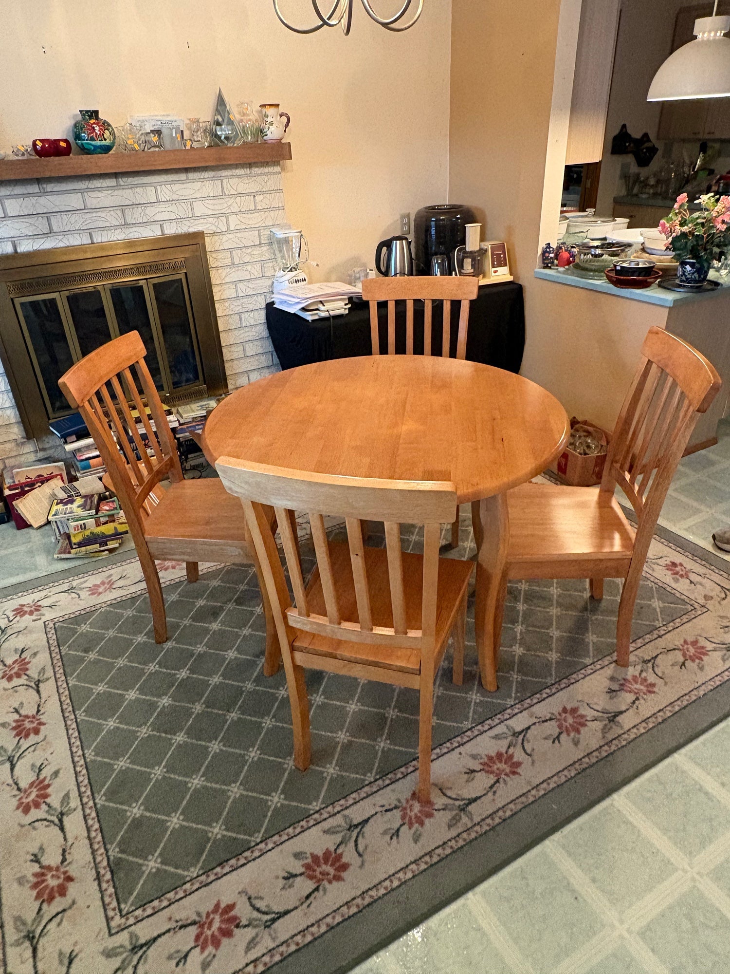 Compact Wooden Kitchen Dining Set with Four Chairs