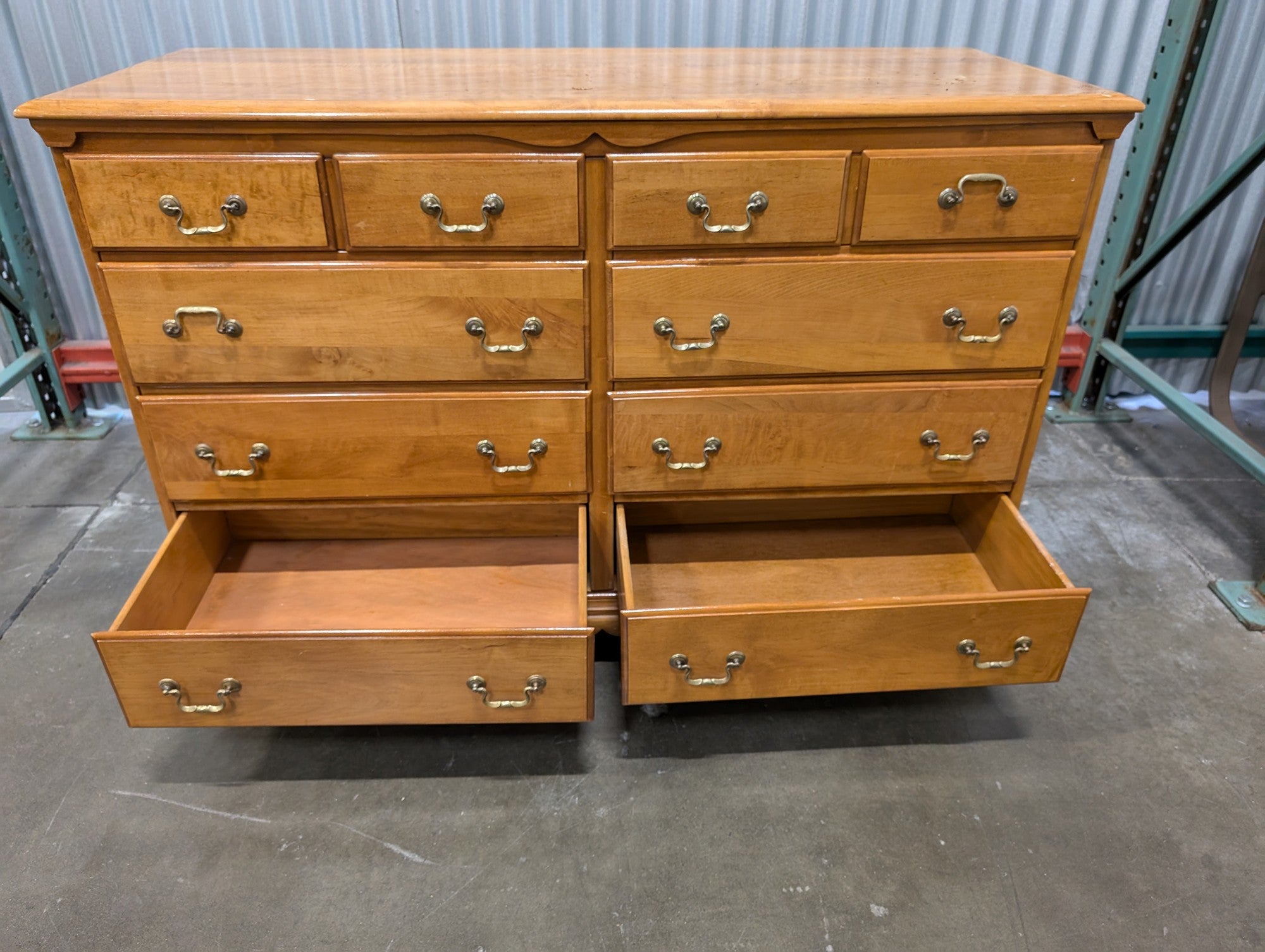 Ten- Drawer Maple Wood Dresser