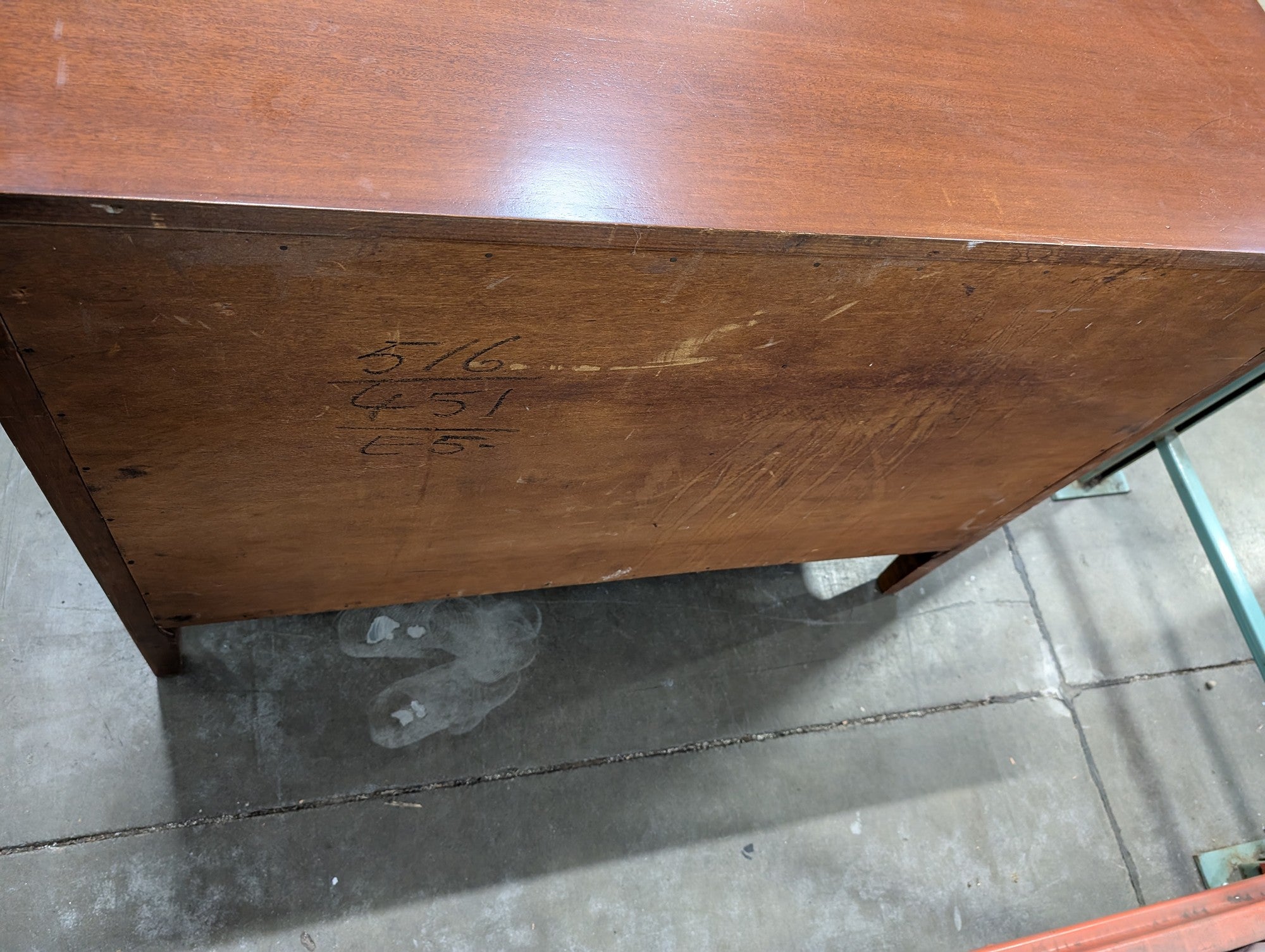 Dark Red Wood Four- Drawer Dresser