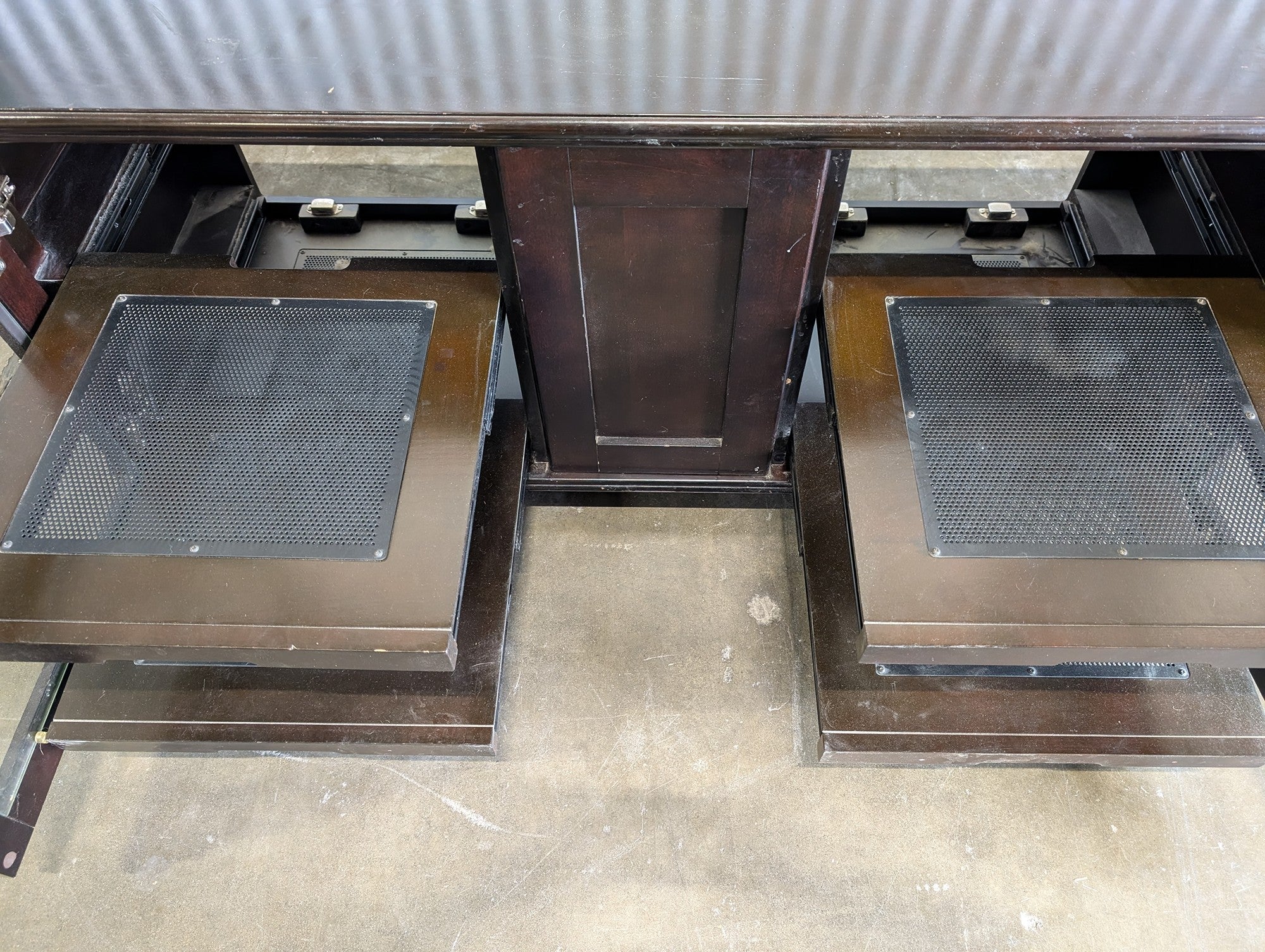 Dark Brown Wood Media Console with Glass Doors