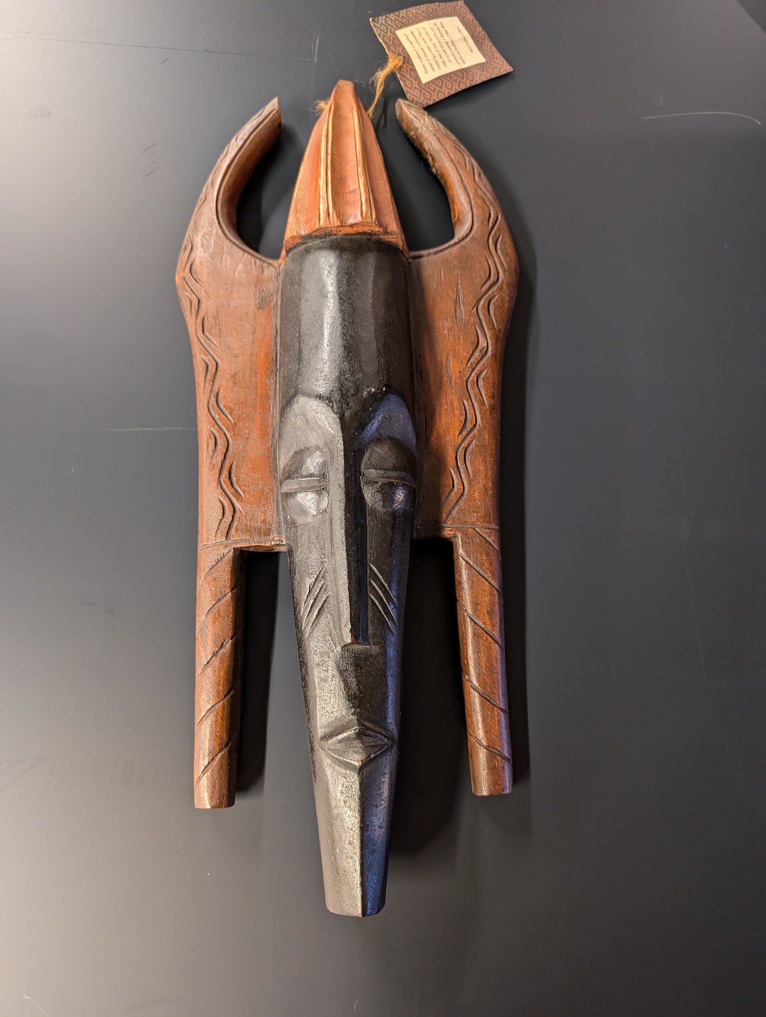 Hand Crafted Ghanaian Wood Sculpture Tribal Mask Art