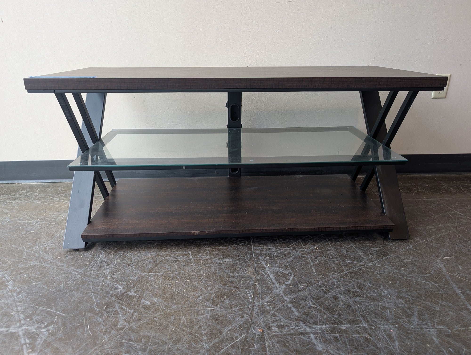 Contemporary Dark Wood and Glass TV Media Console