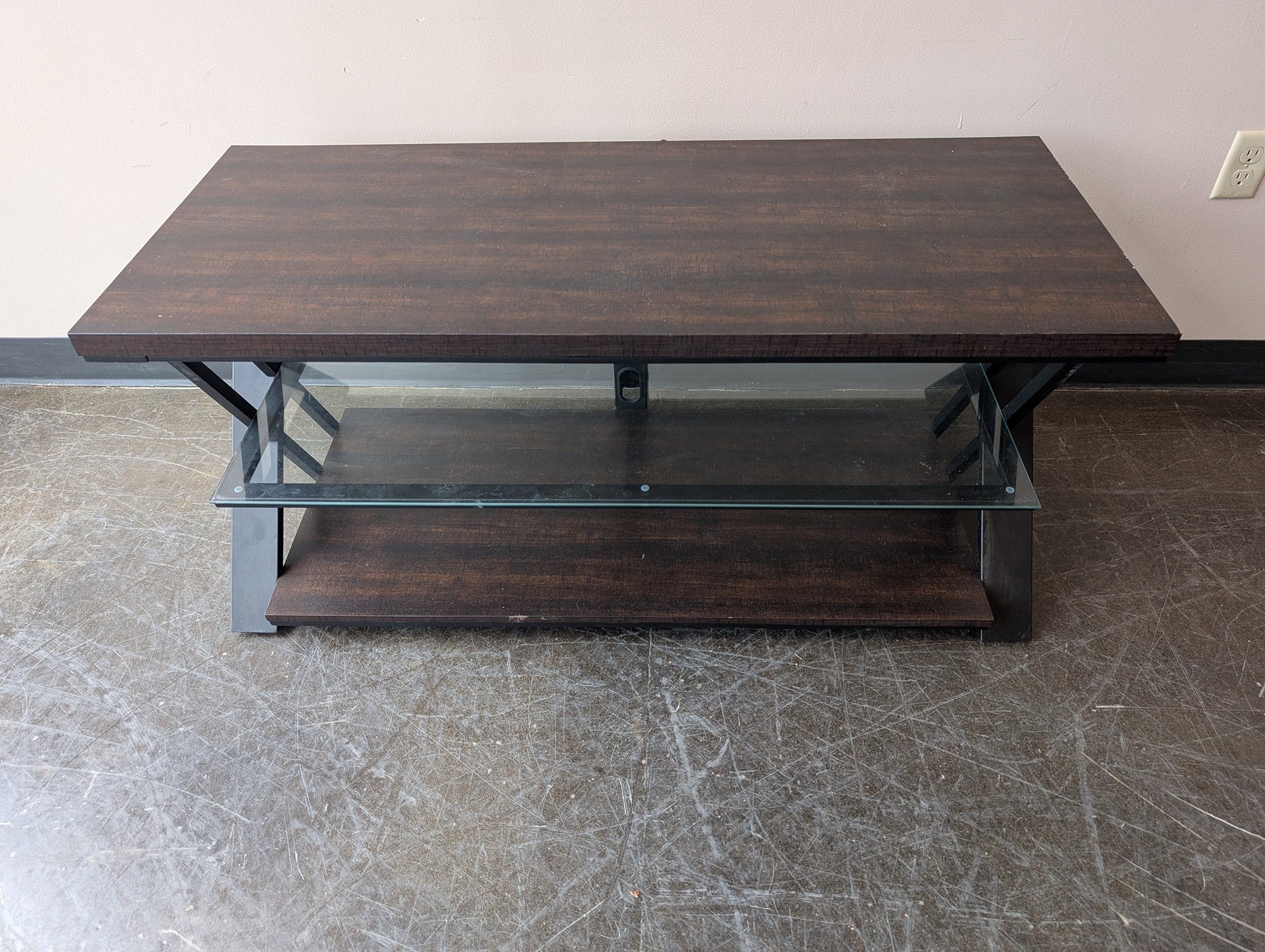 Contemporary Dark Wood and Glass TV Media Console