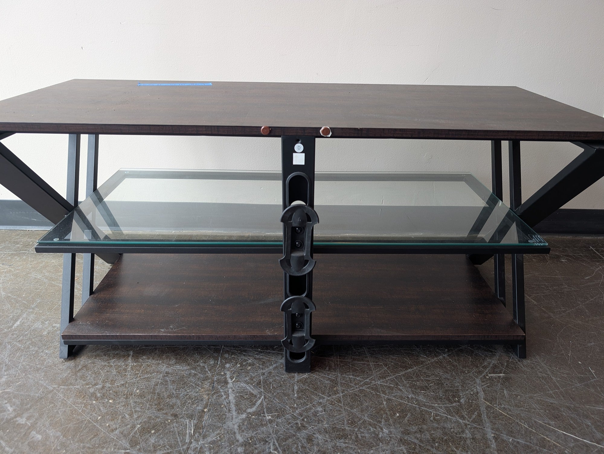 Contemporary Dark Wood and Glass TV Media Console