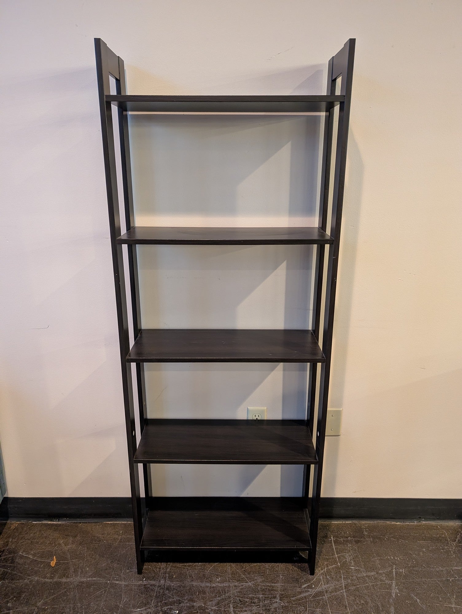 Contemporary Dark Brown 5-Tier Ladder Bookcase