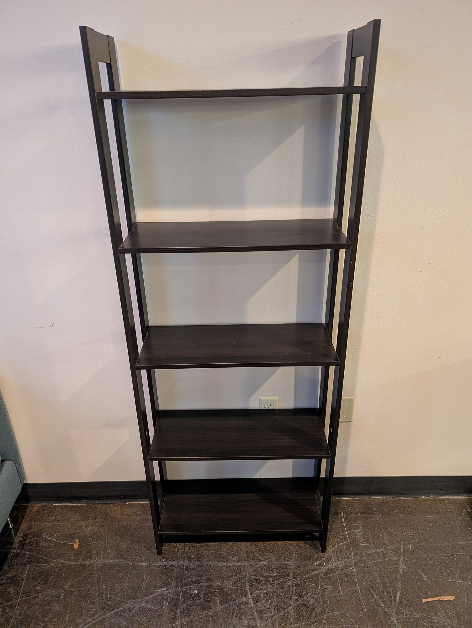 Contemporary Dark Brown 5-Tier Ladder Bookcase