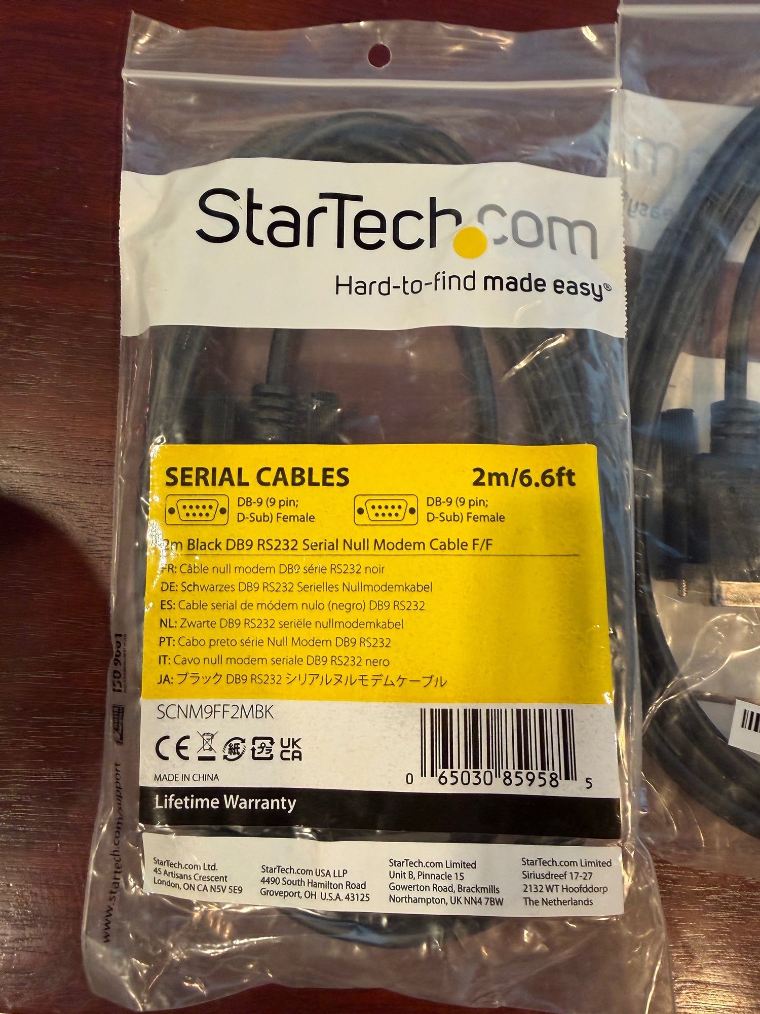 Lot of Four New in Box - StarTech Serial Cables DB9 RS232 2 Meters