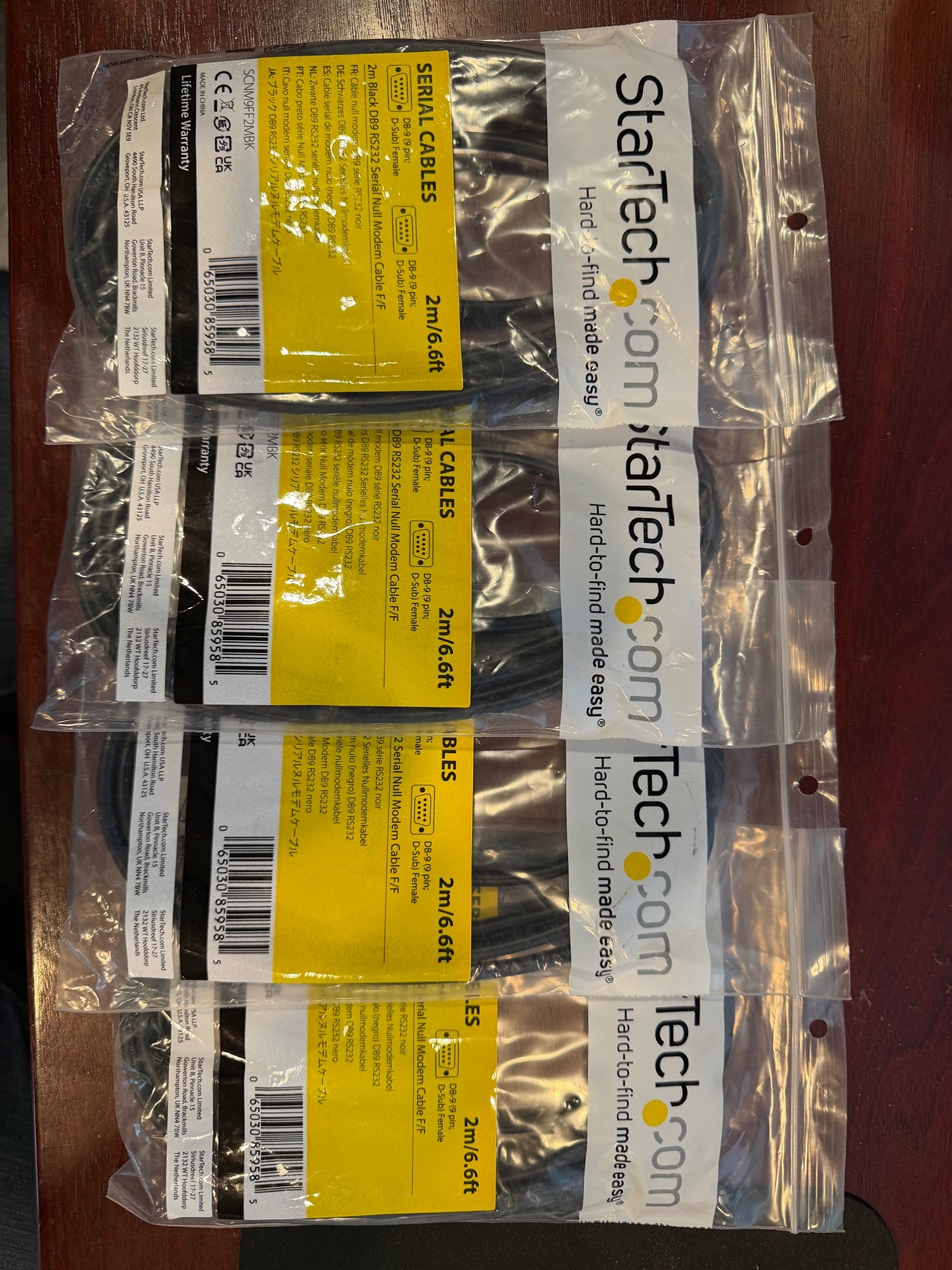 Lot of Four New in Box - StarTech Serial Cables DB9 RS232 2 Meters