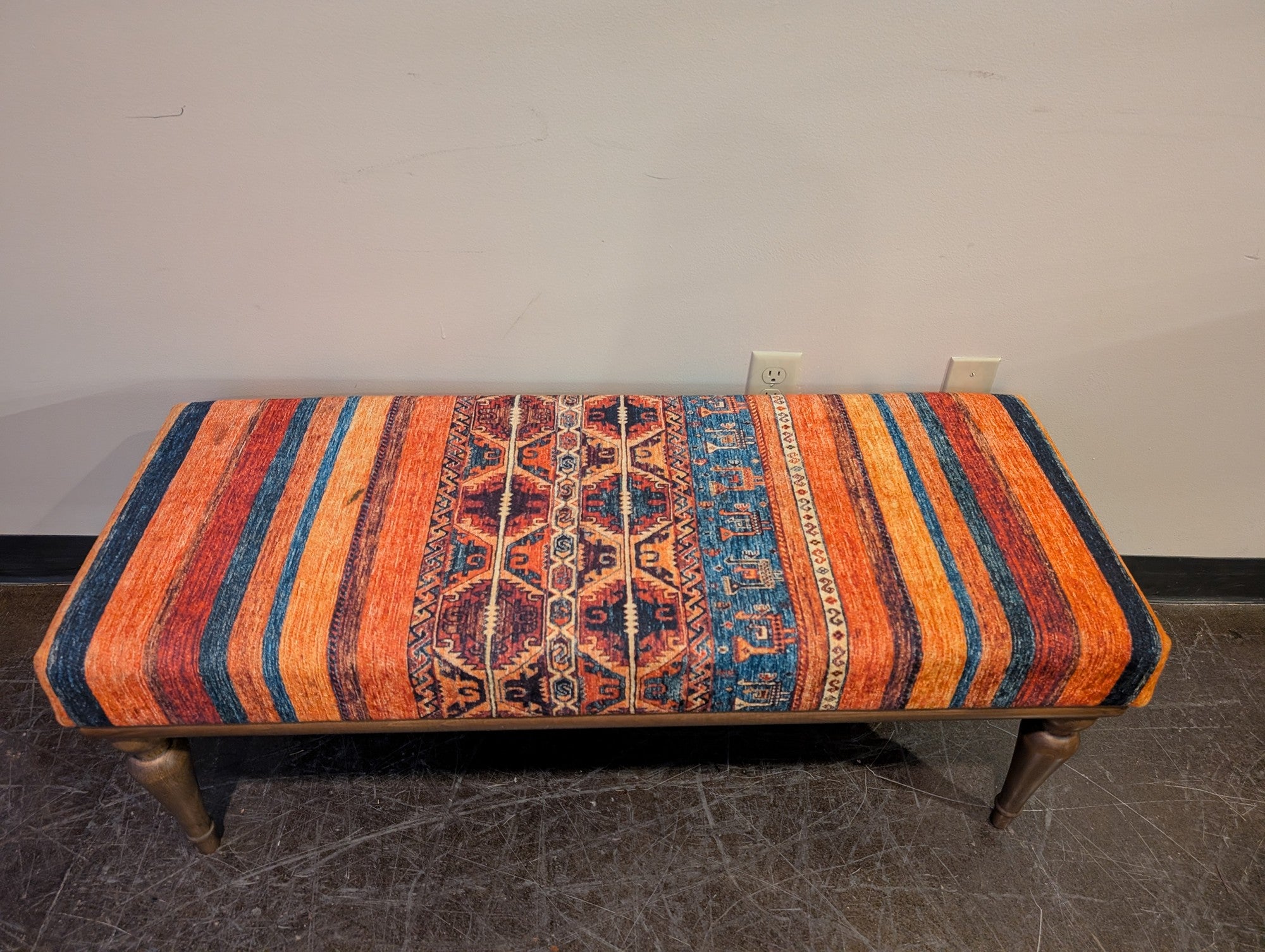 Vibrant Southwestern Style Upholstered Accent Bench