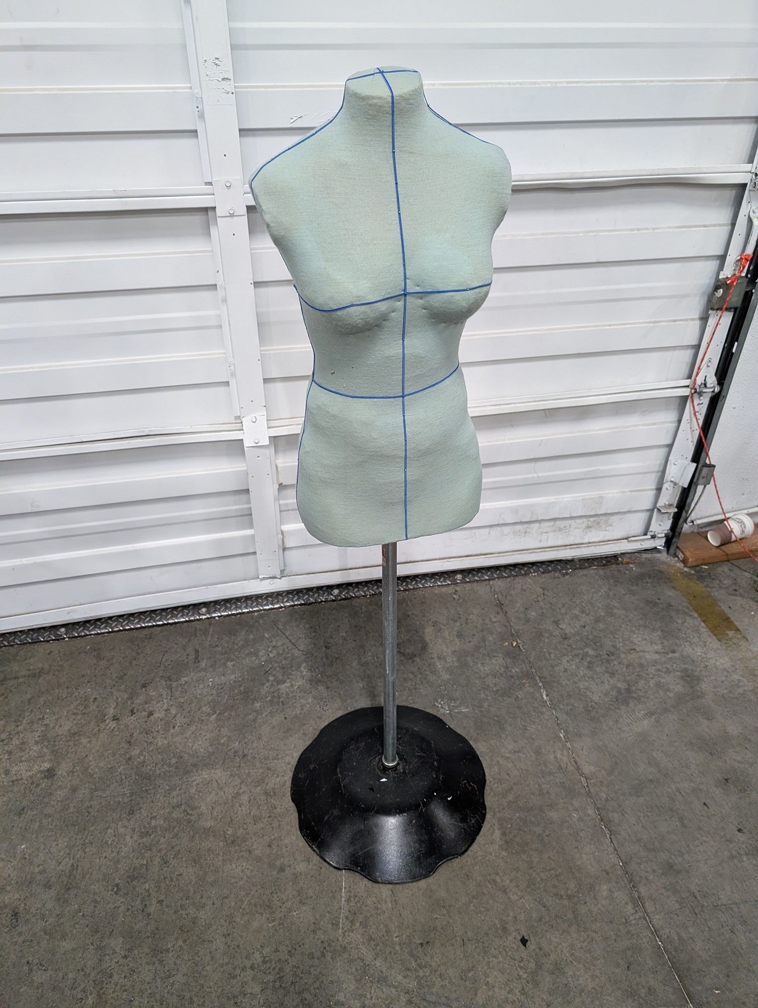 Light Blue Fabric Dress Form Mannequin Torso with Metal Stand