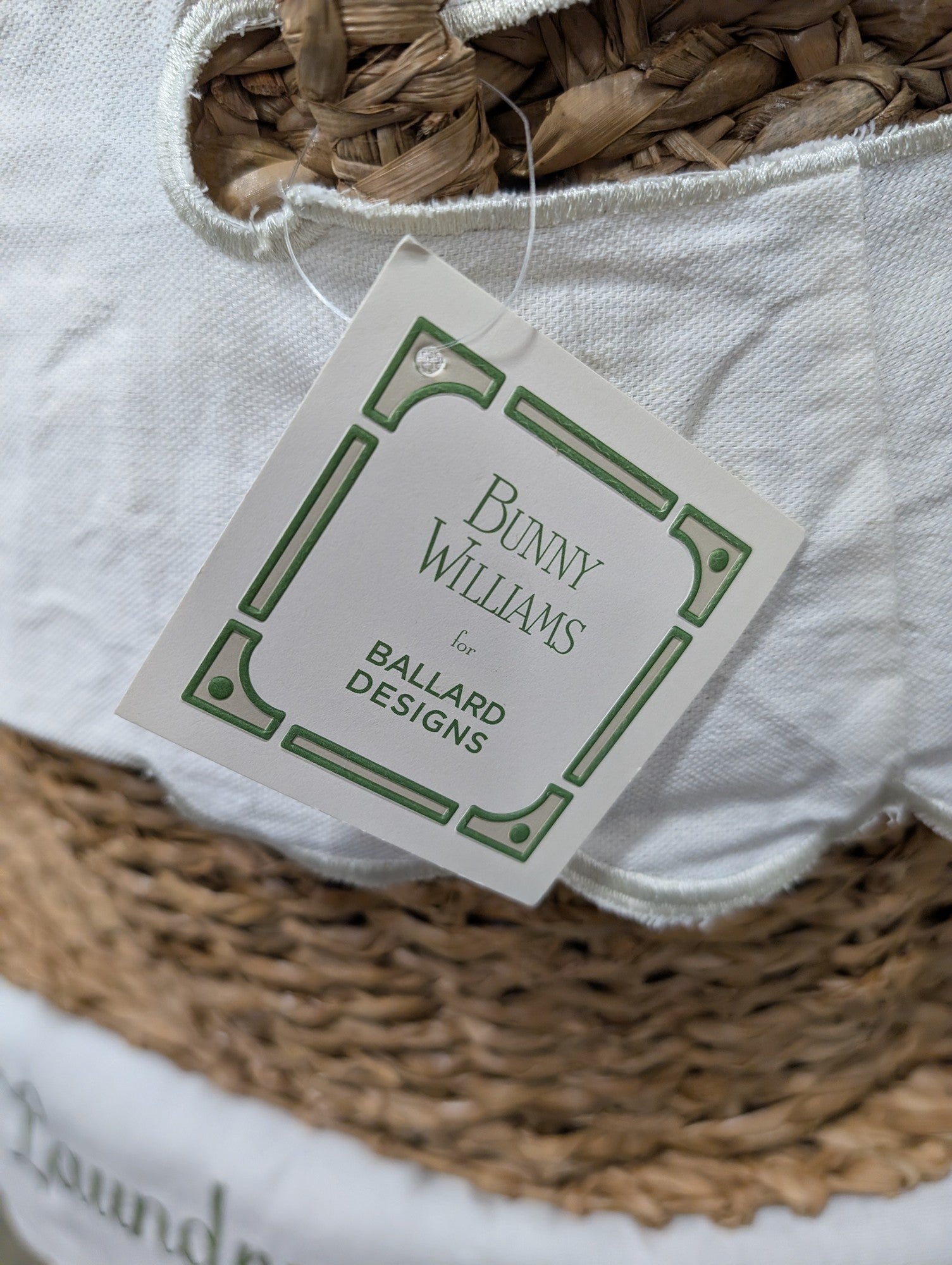 Bunny Williams for Ballard Designs Woven Baskets Set of 3 Laundry Hamper Storage with Scalloped Liners