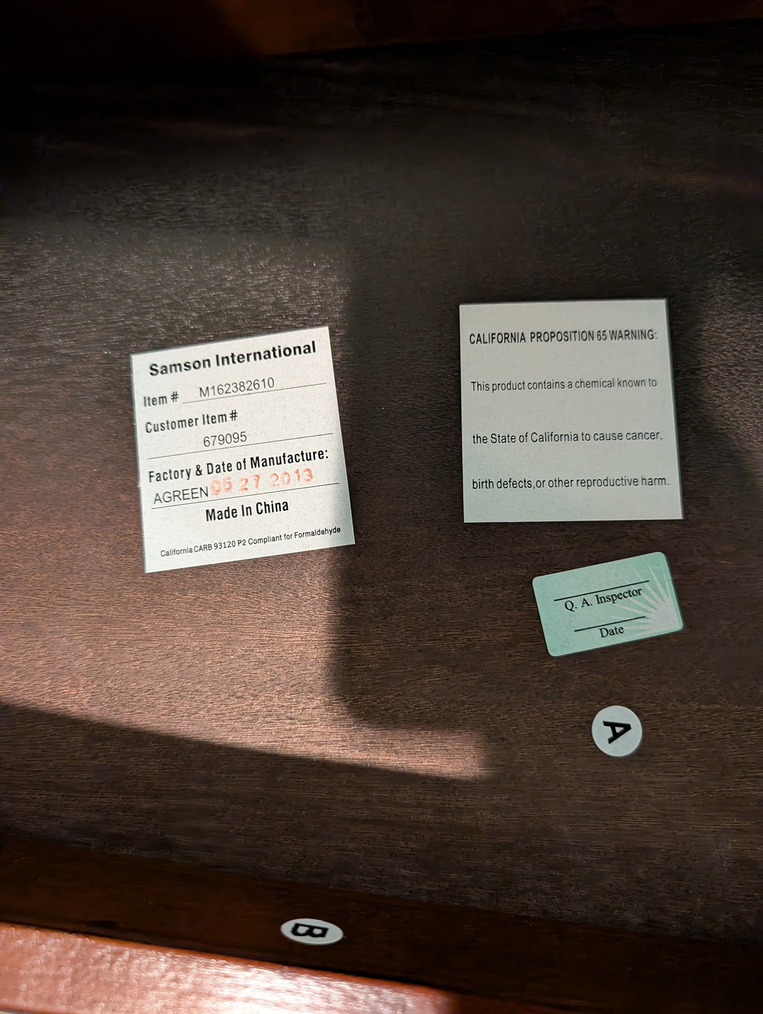 Samson International Dark Brown Wood Narrow Side Table with Two Shelves