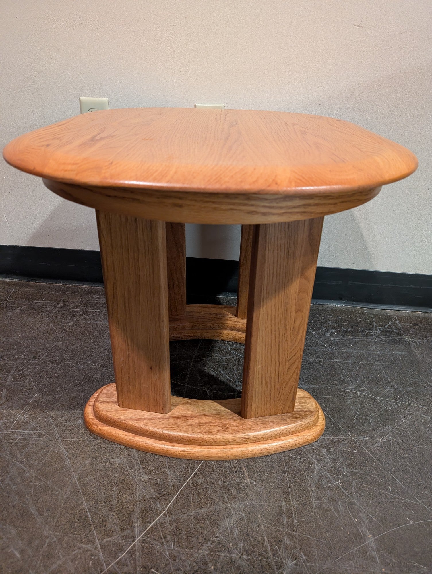 Oval Wood Accent Table with Curved Pedestal Base