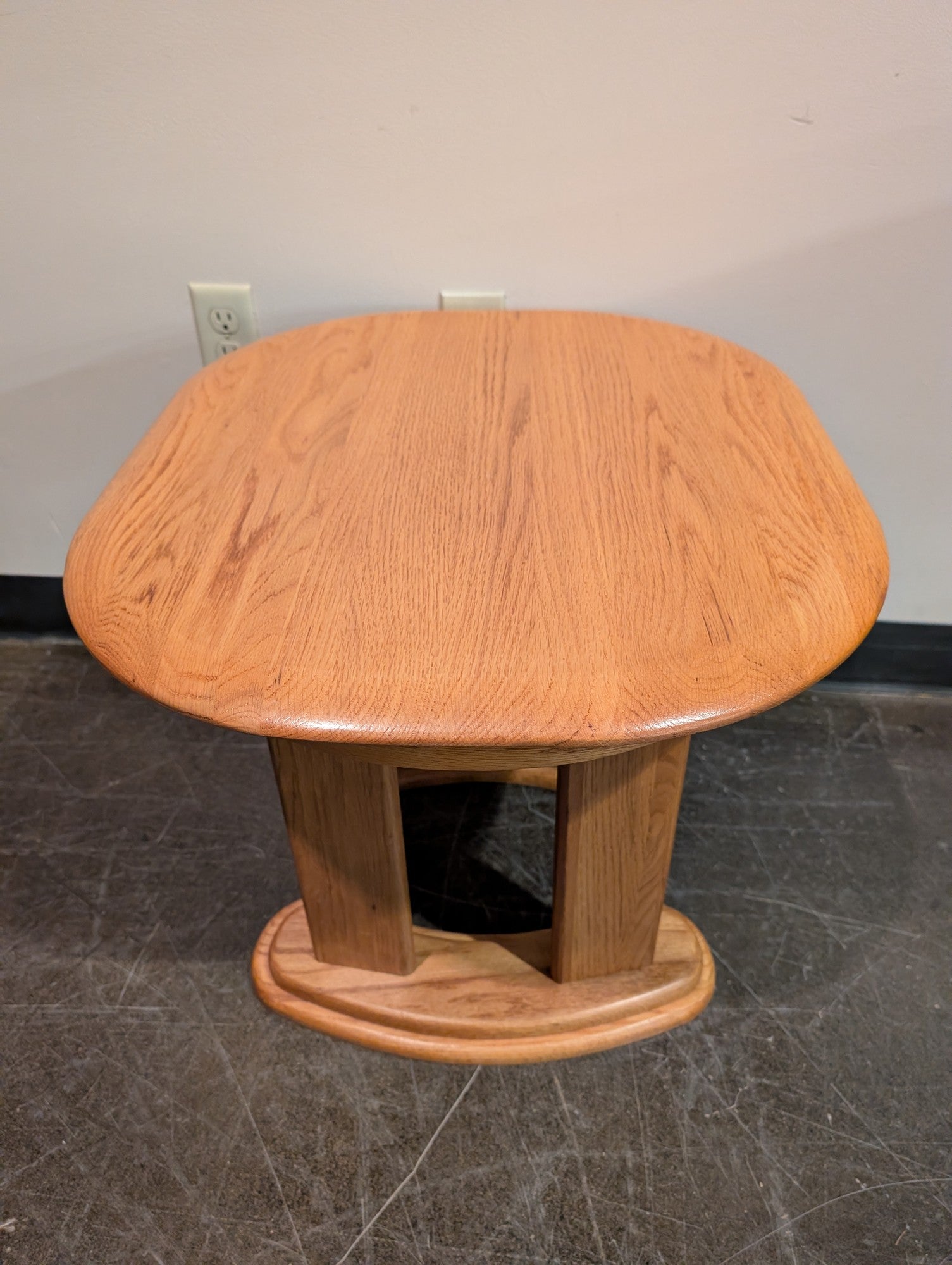 Oval Wood Accent Table with Curved Pedestal Base