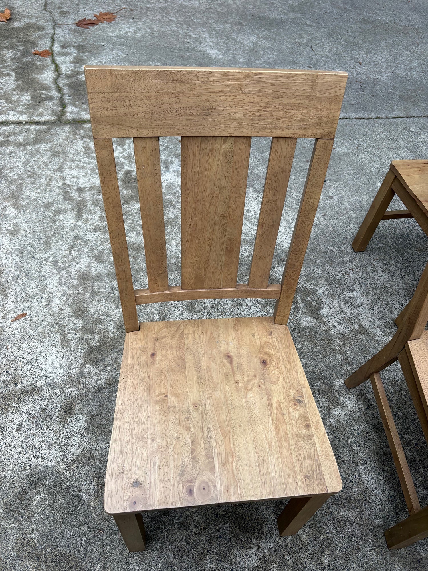 Set of 3 - World Market Natural Wood Slat Back Dining Chair