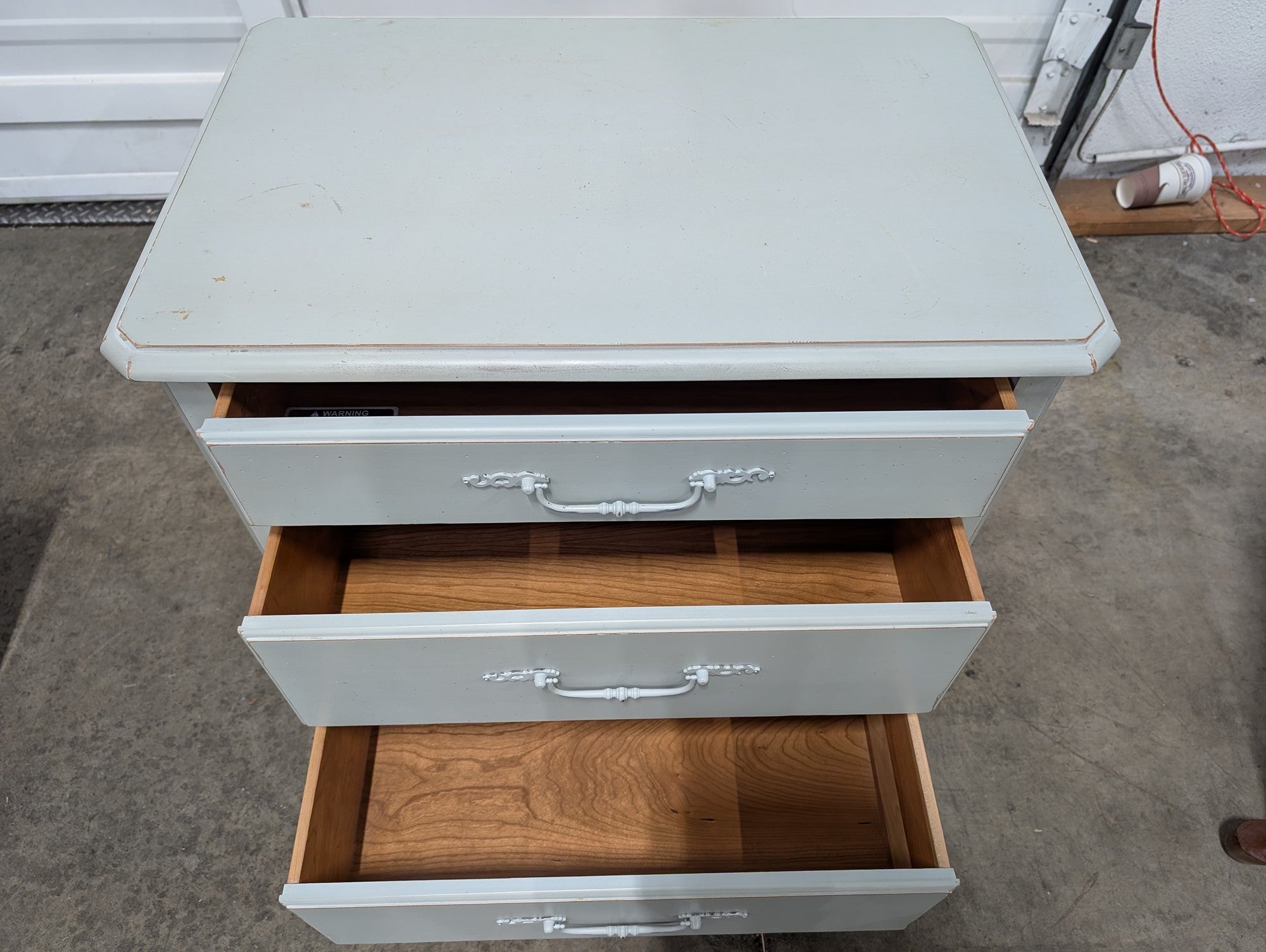 Charming Ethan Allen Grey Three-Drawer Chest