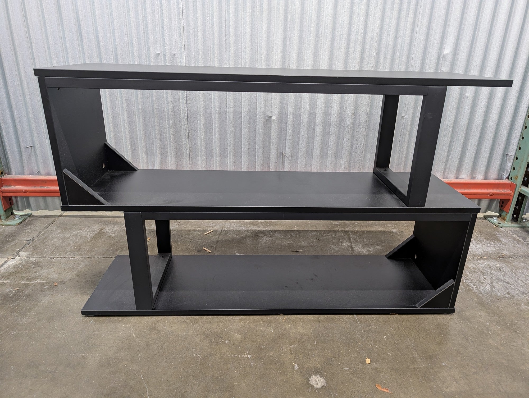 Modern Black Three-Tier Display Shelf