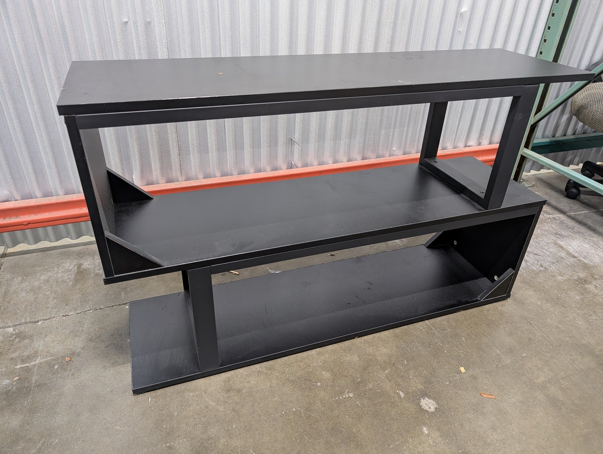 Modern Black Three-Tier Display Shelf