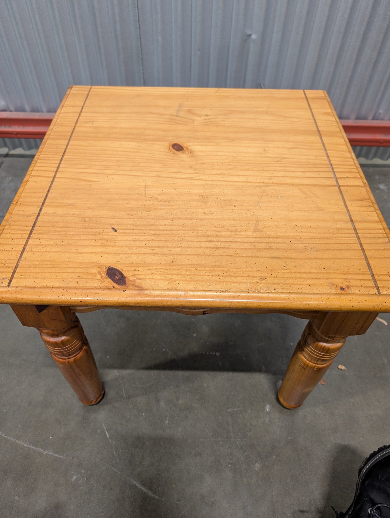 Solid Wood Square Accent Table with Turned Legs and Carved Skirt